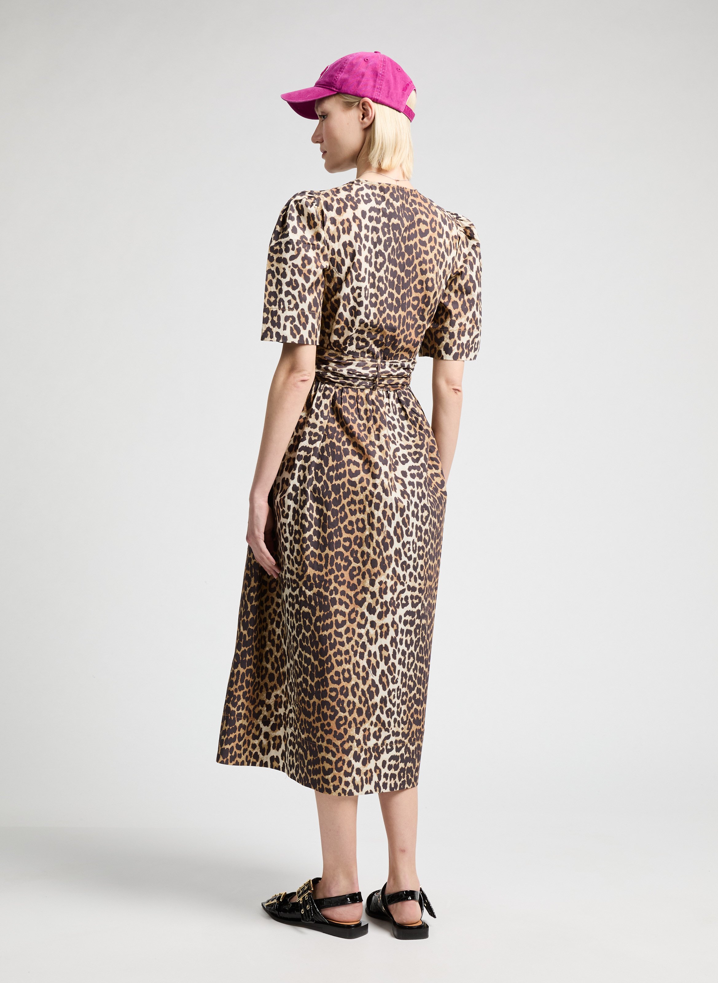 Robe midi imprimé  en coton  Multicolore