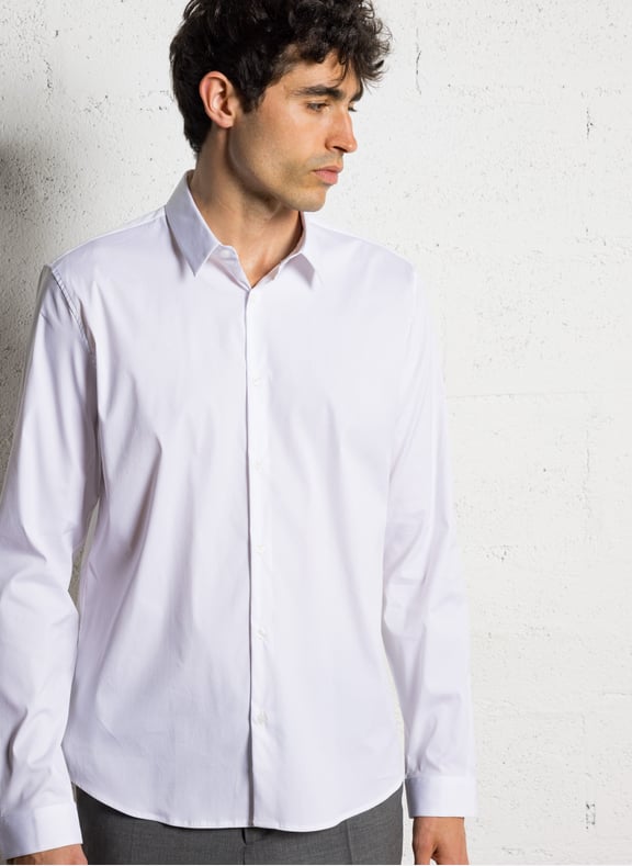 Chemise slim col classique en coton Blanc by IKKS IKKS Chemise slim col classique en coton Blanc