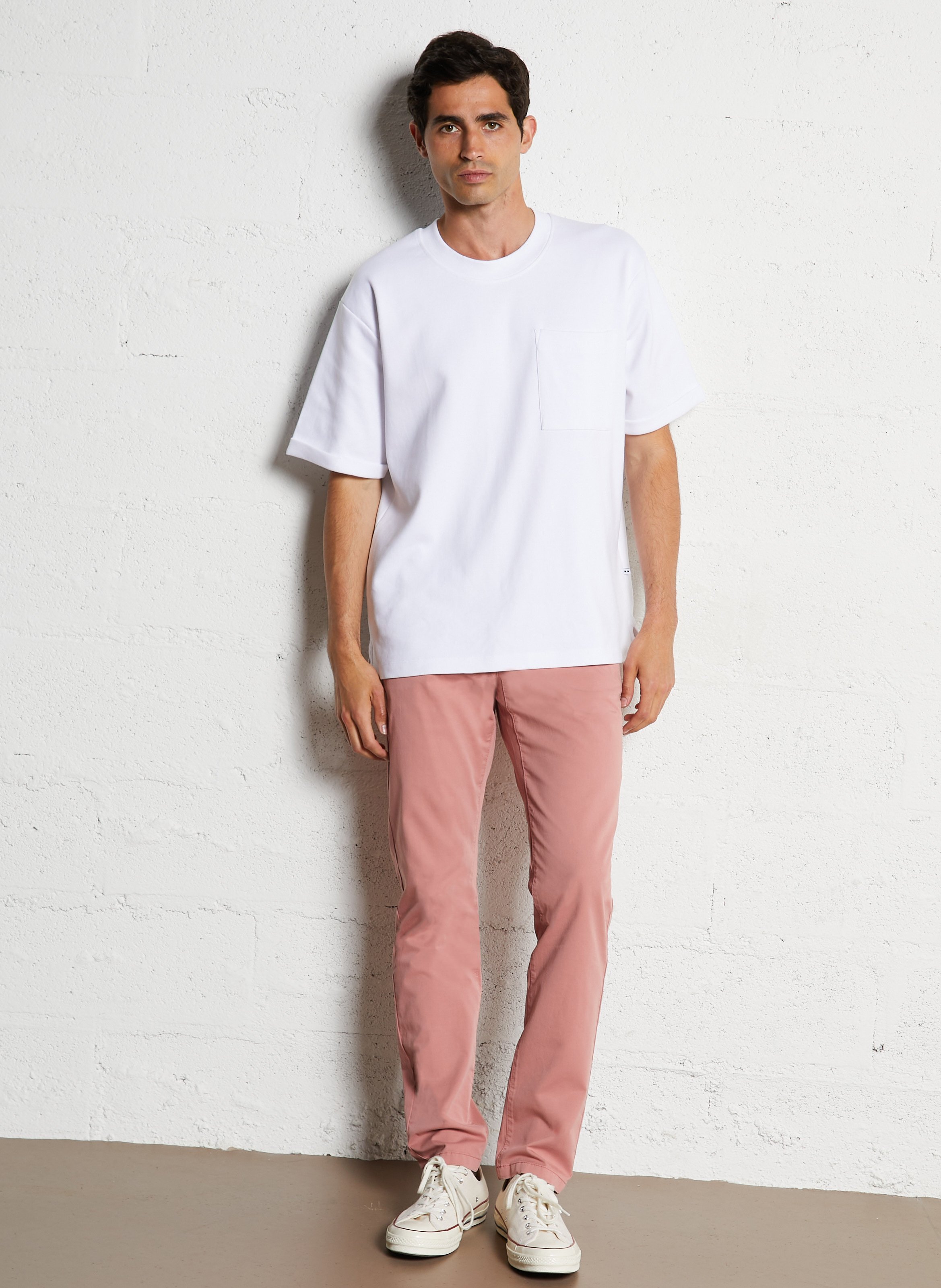 Pantalon droit en coton mélangé IKKS Rose