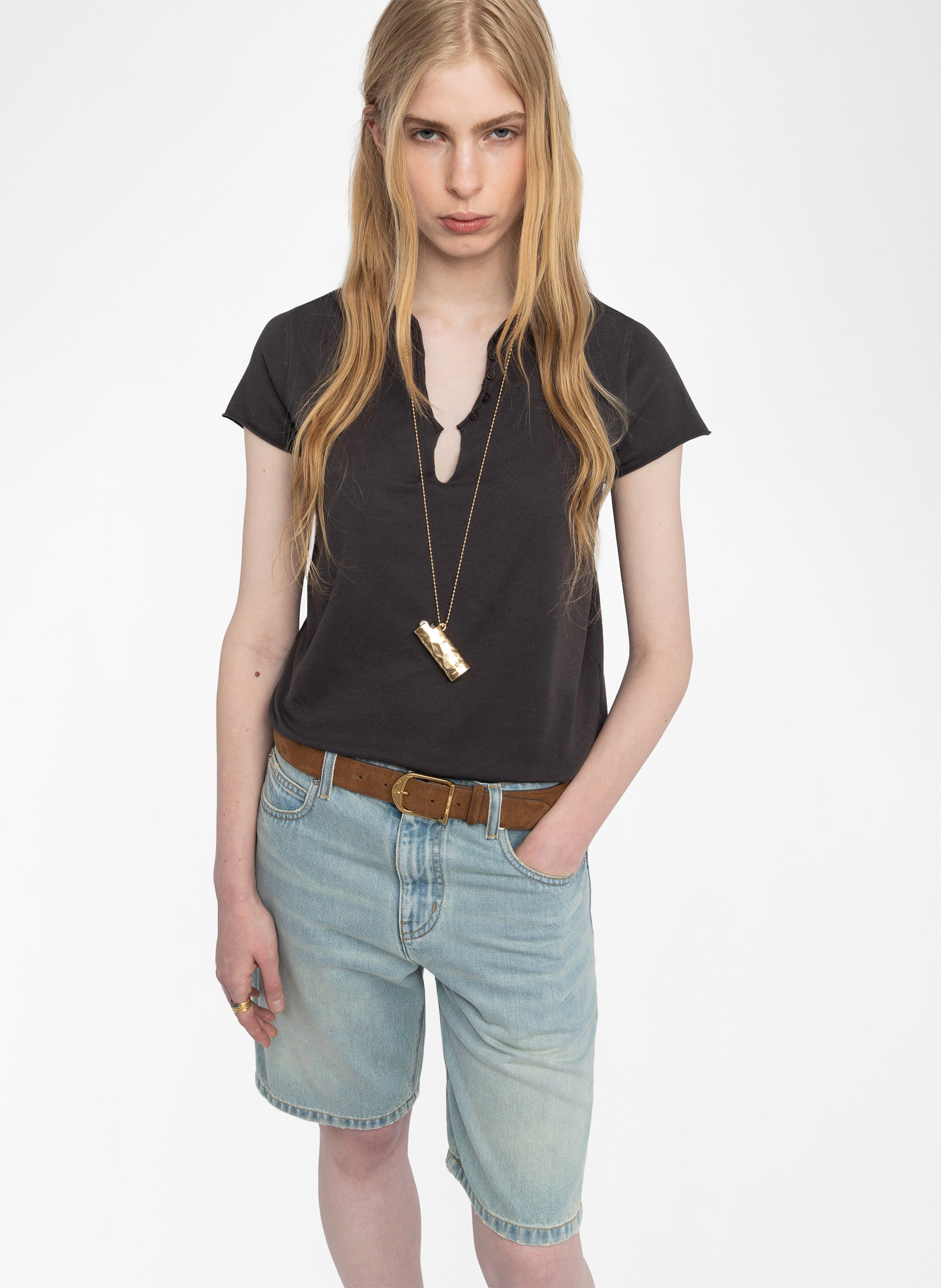 ZADIG&VOLTAIRE Tee-shirt droit en coton bio tuni Marron