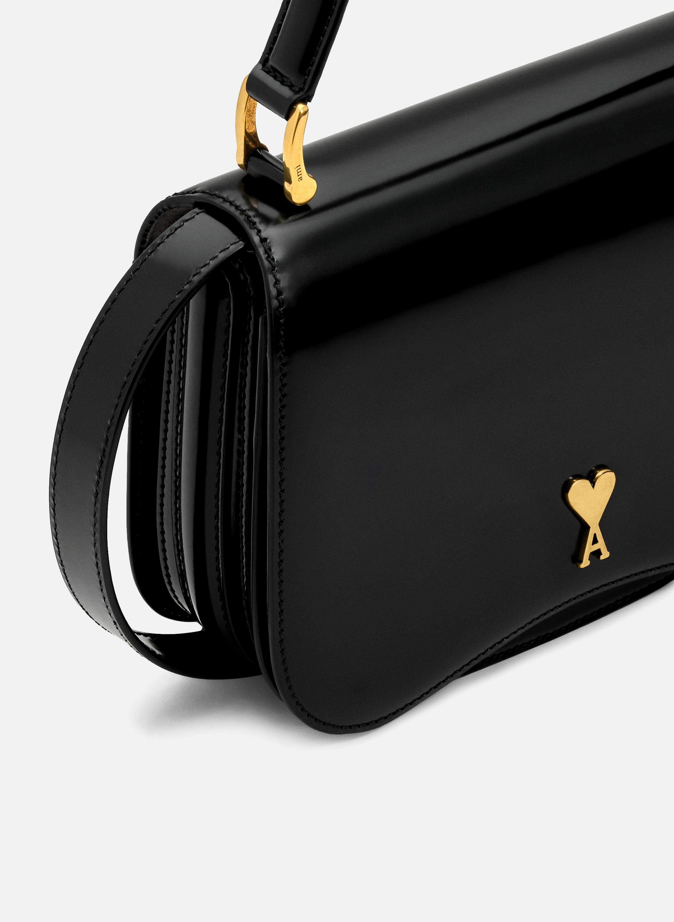 Sac Top Handle Paris Paris En Cuir Glacé unisexe AMI PARIS Noir