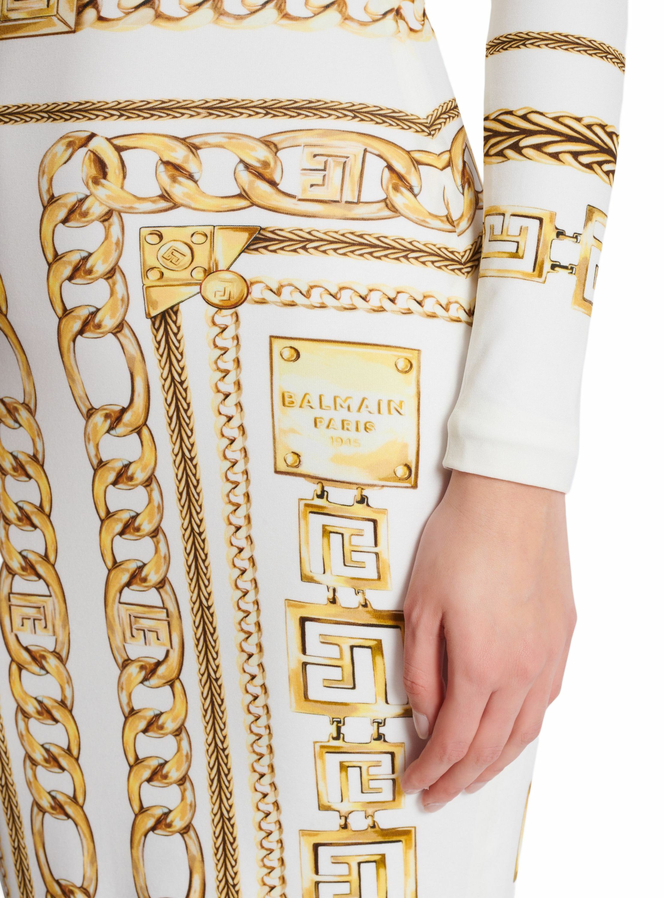 Robe bodycon longue imprimée motif balmain foulard BALMAIN Doré