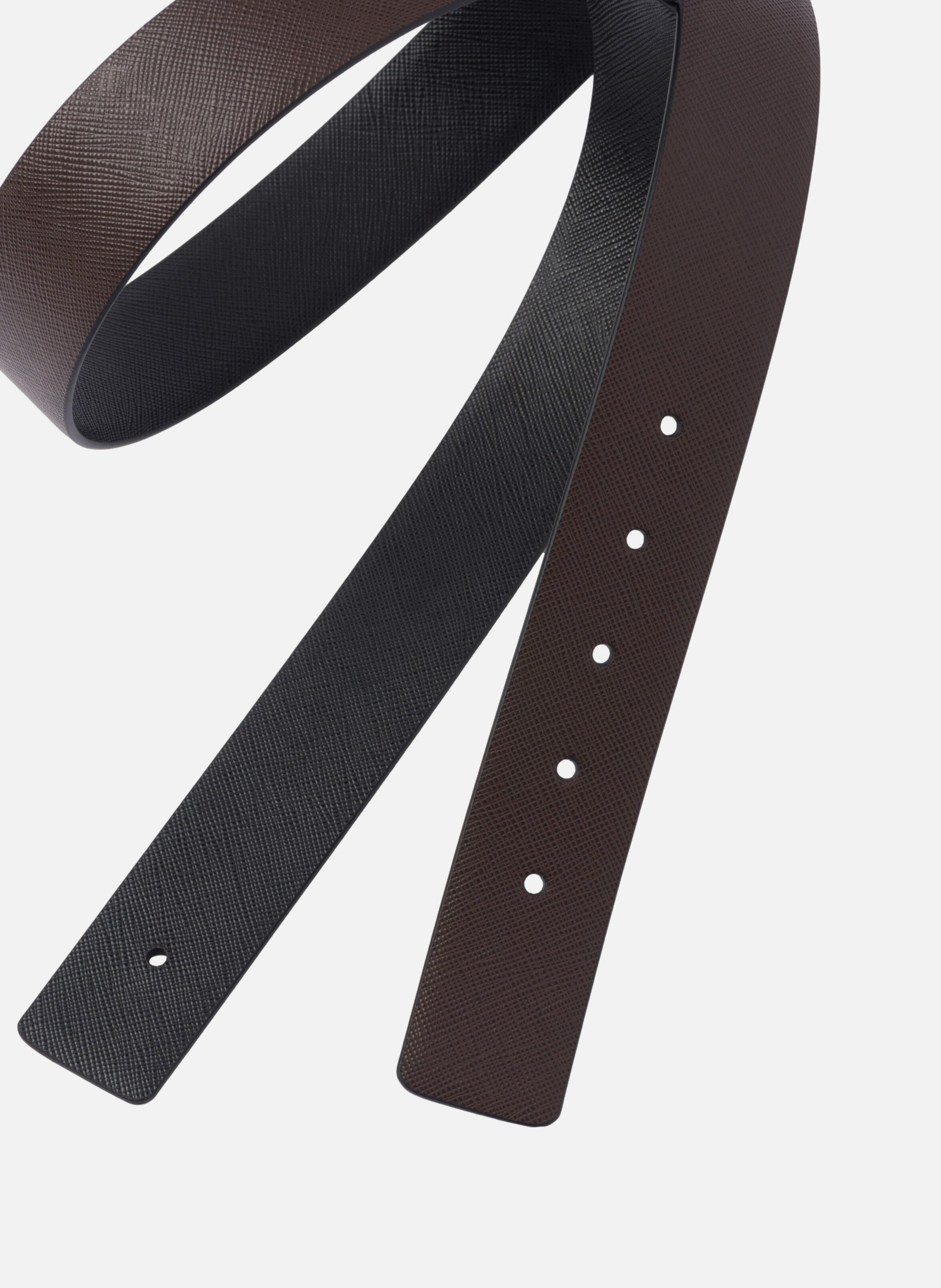 Ceinture réversible en cuir saffiano PRADA Marron