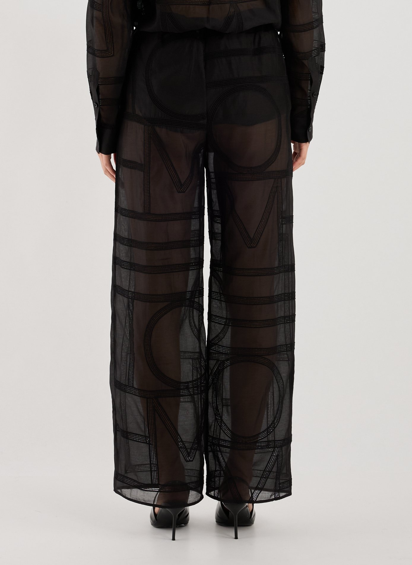 Embroidered cotton and silk trousers TOTEME Black