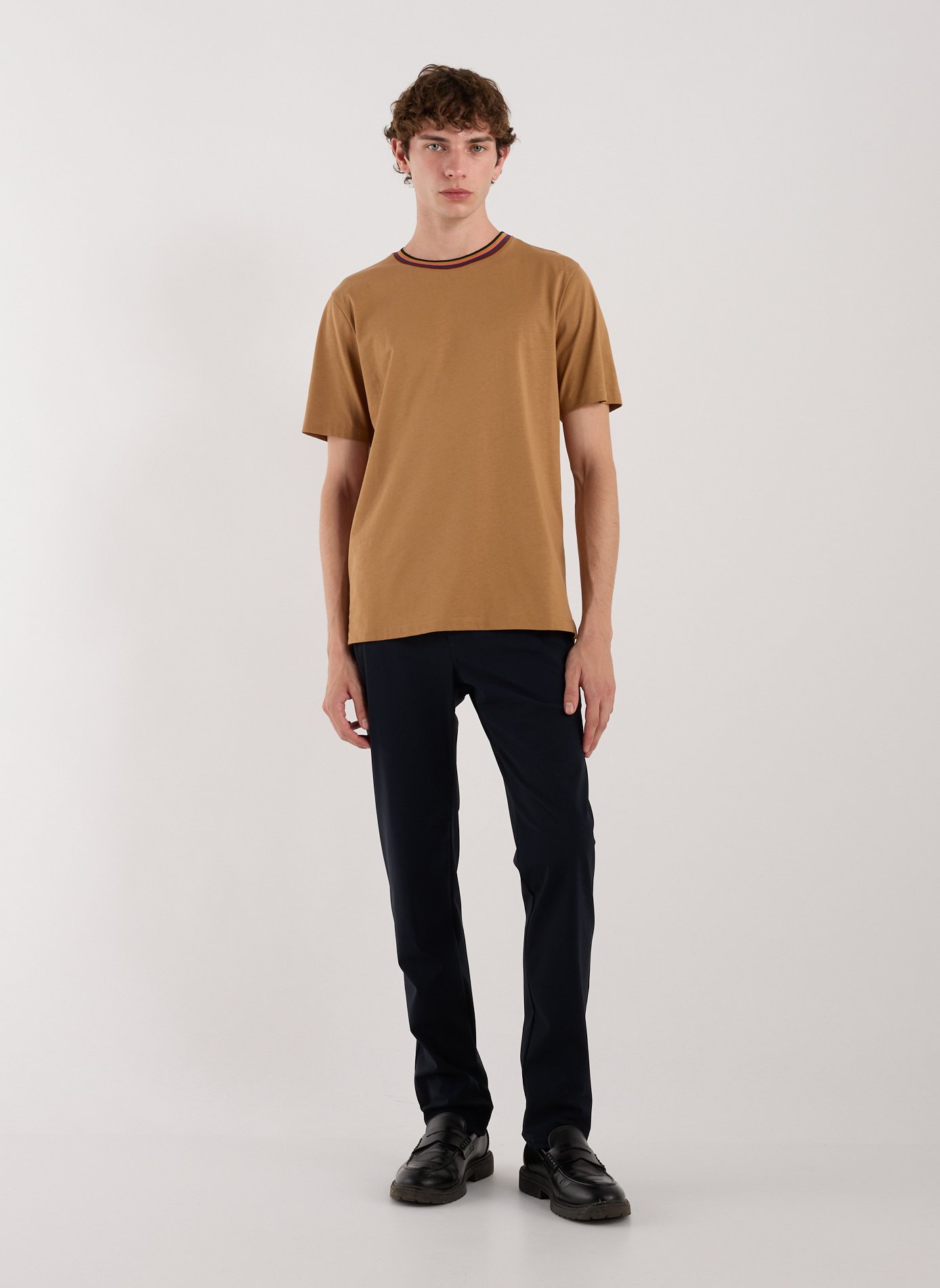 T-shirt with coloured stripes on the collar PAUL SMITH Beige