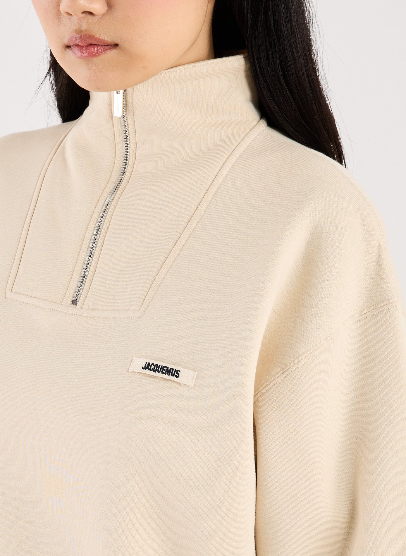 High-neck cotton sweatshirt JACQUEMUS Beige