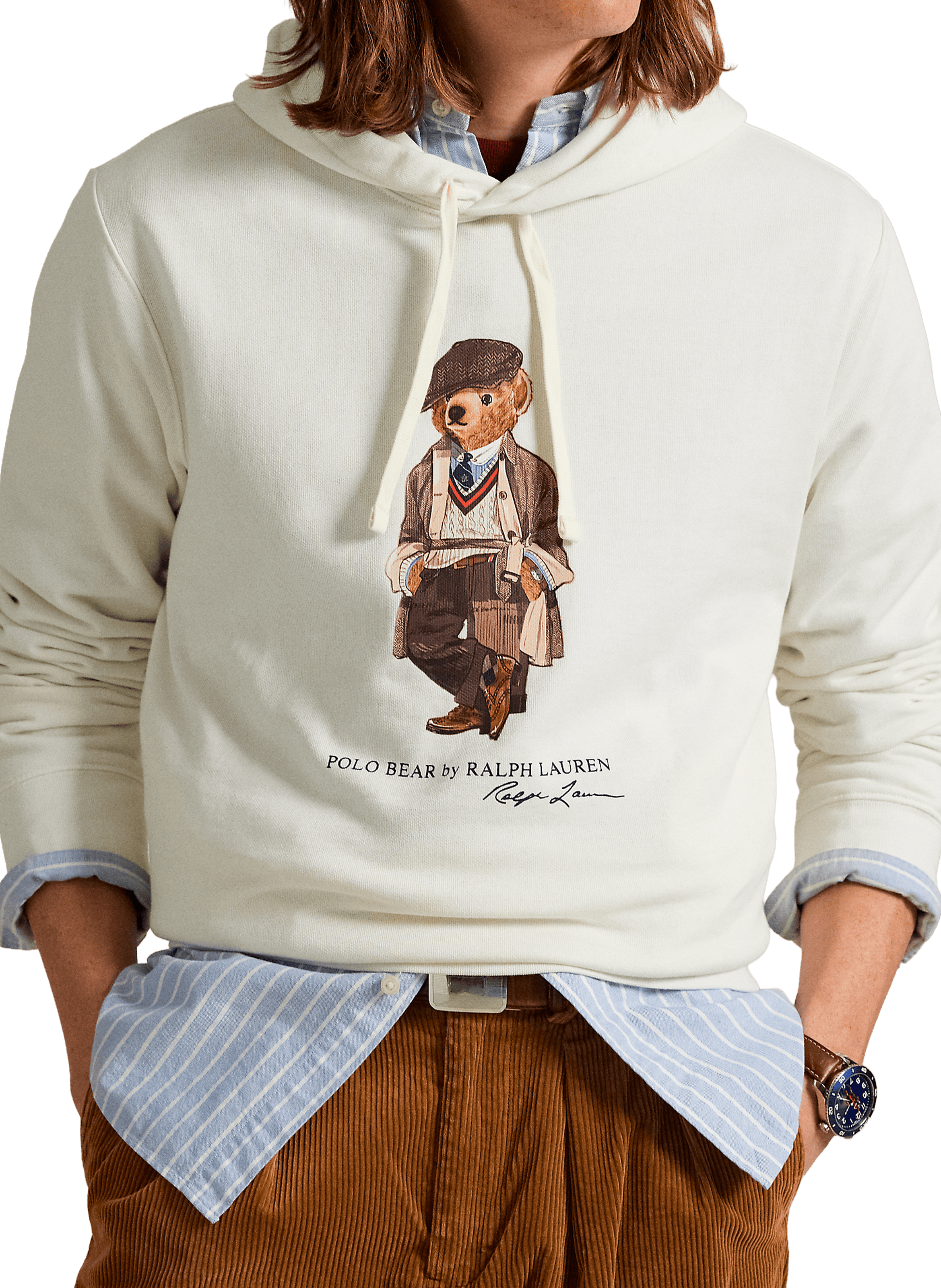 Sweat à capuche en coton mélangé POLO RALPH LAUREN Blanc