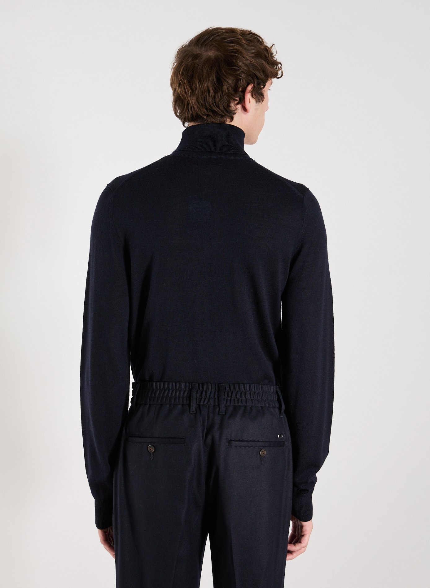 Merino wool and silk turtleneck jumper HACKETT Blue