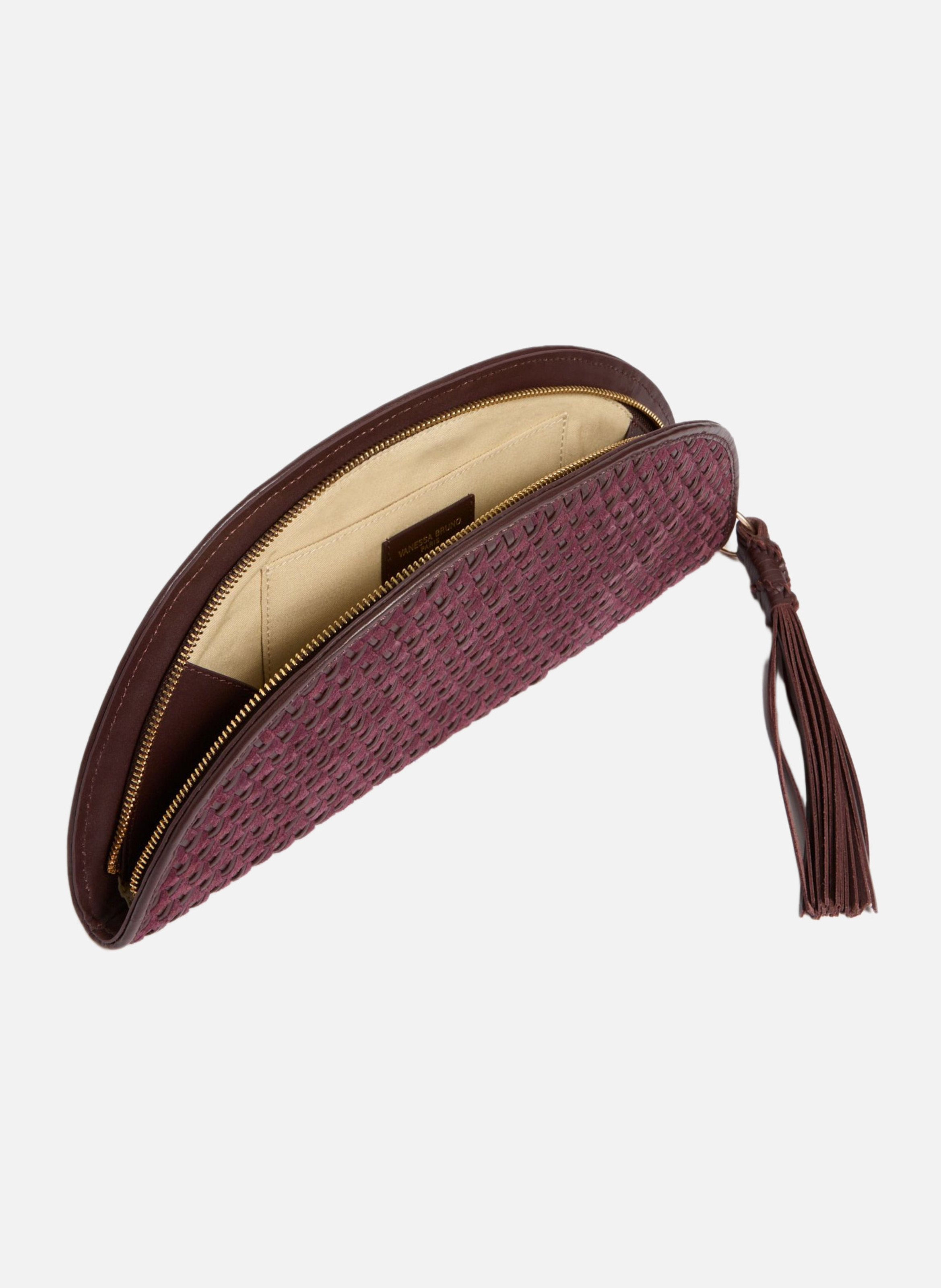 Pochette demi lune en cuir tressé VANESSA BRUNO Rouge