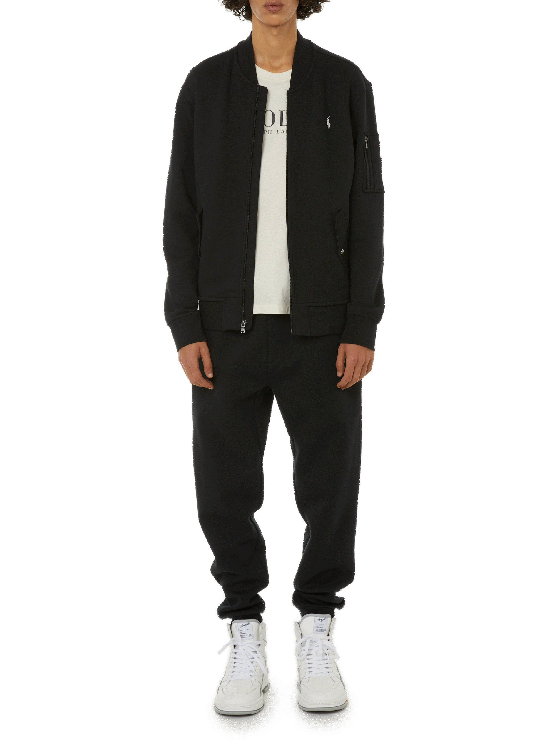 Sweatshirt zippé en coton Noir