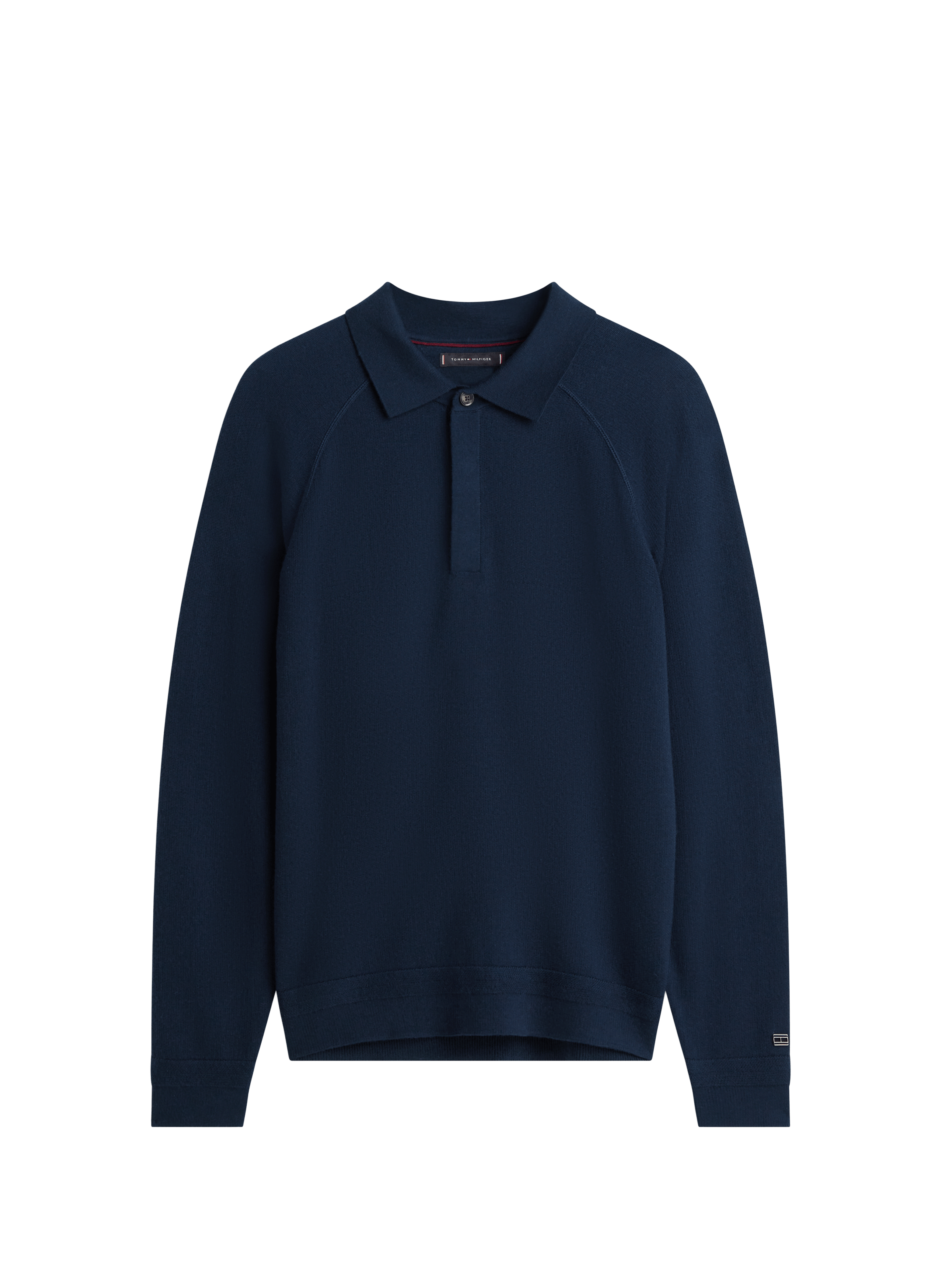 Pull col polo en laine mélangée TOMMY HILFIGER Bleu