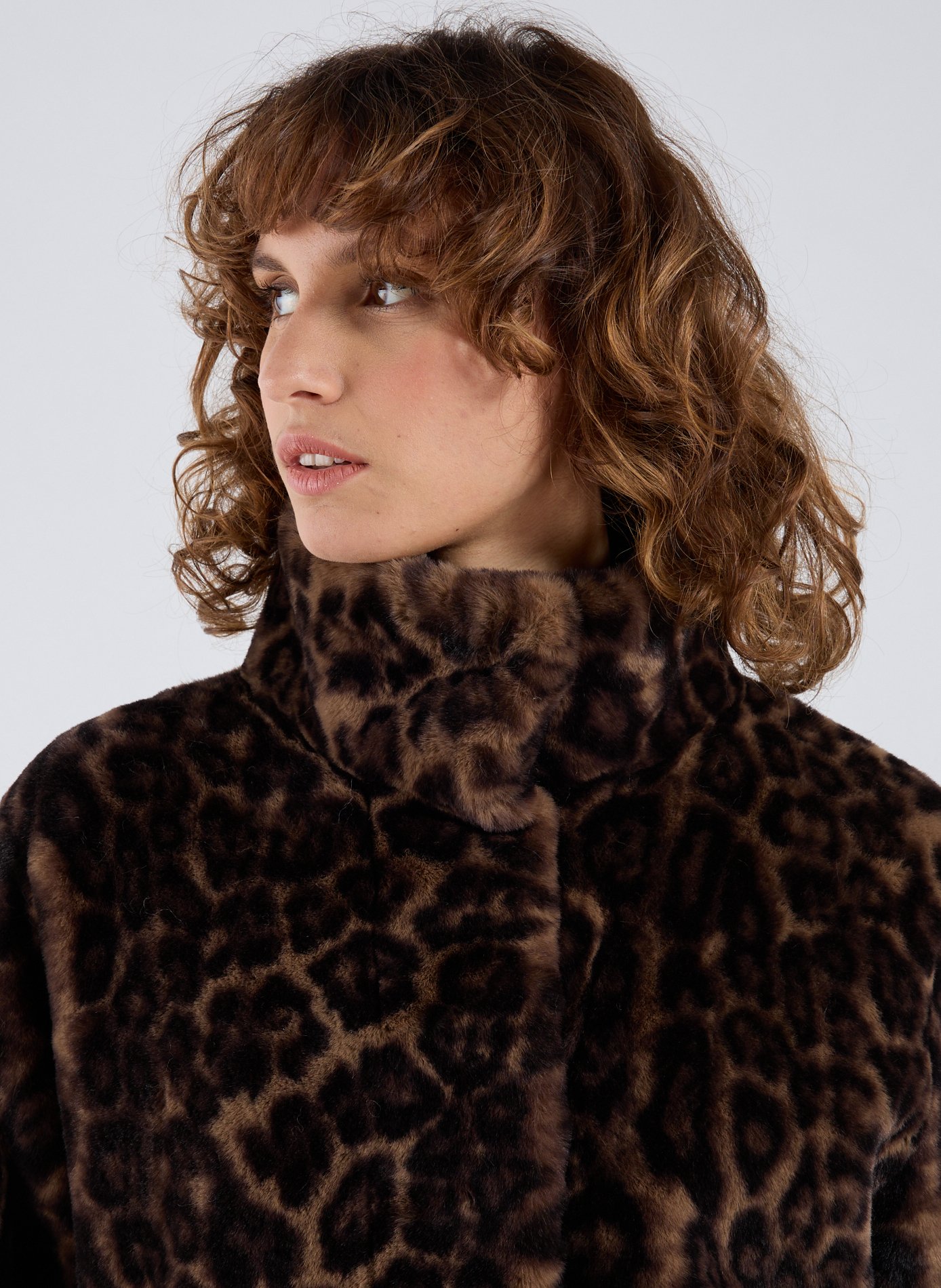 Leopard coat with high neck APPARIS Multicolour