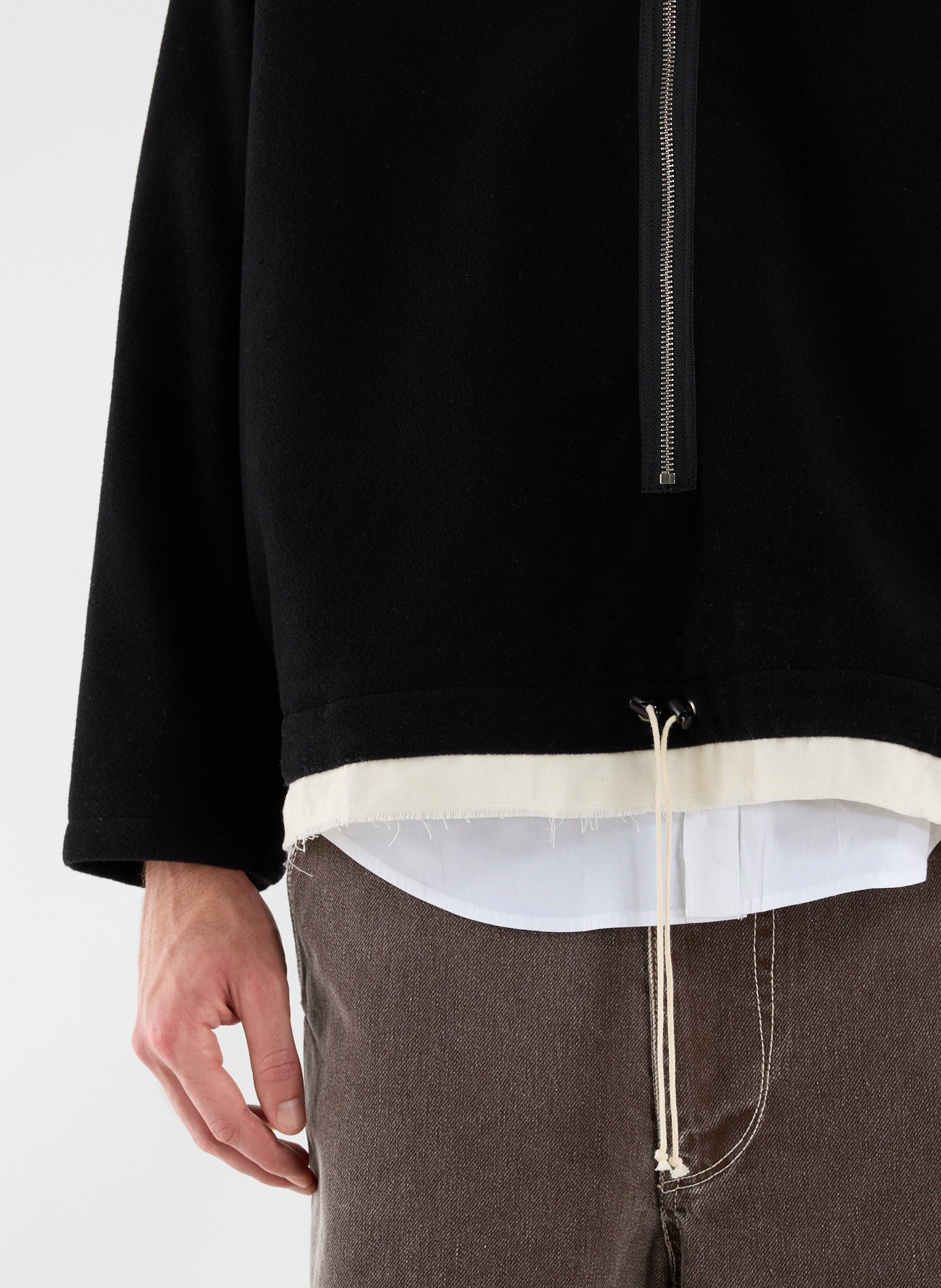 Zipped wool fleece anorak with high collar CAMIEL FORTGENS Black