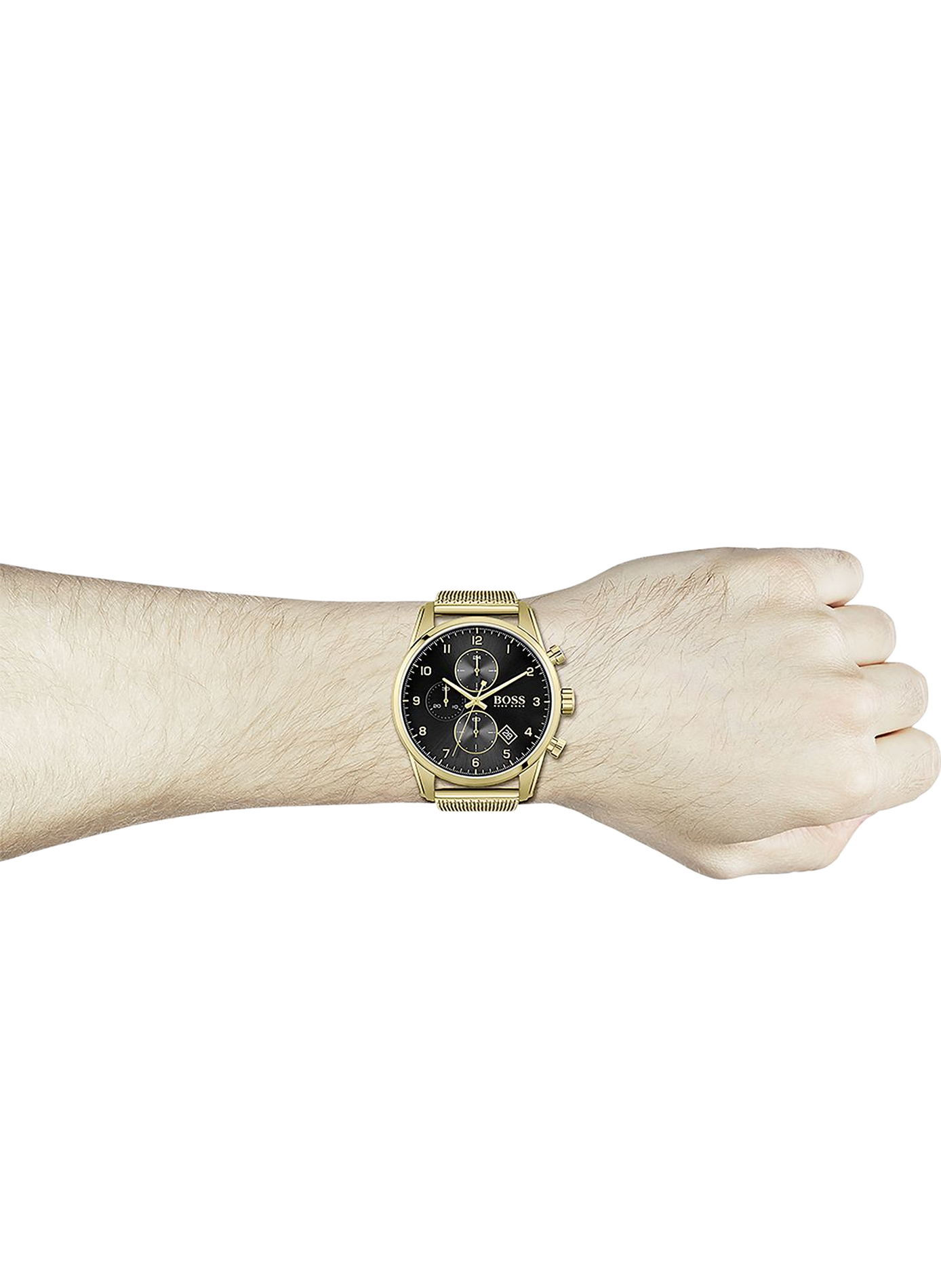 Chronograph Edelstahl Uhr BOSS Golden