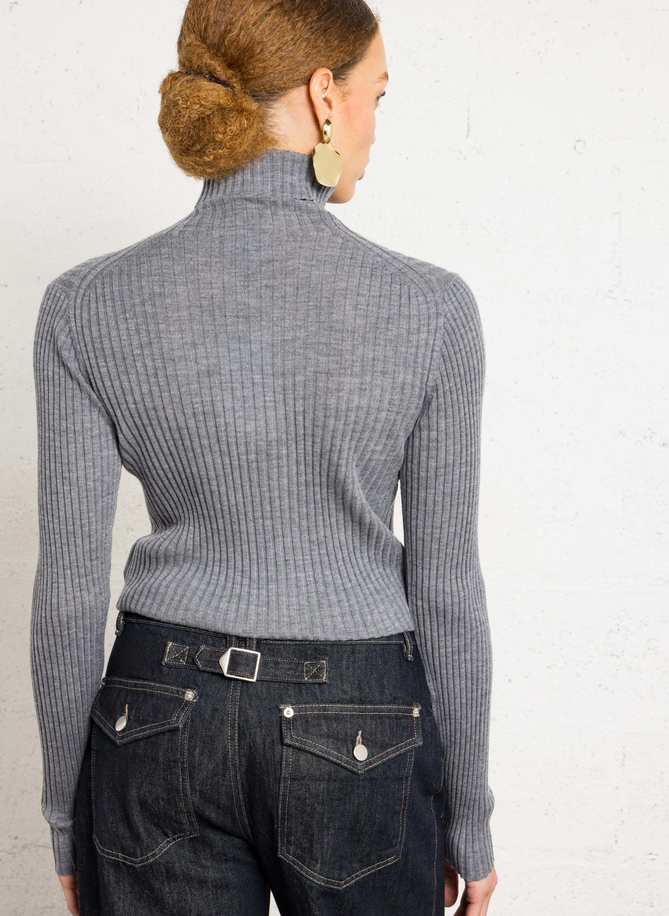 Col roulé cintré en laine mérinos Filao SOEUR Gris