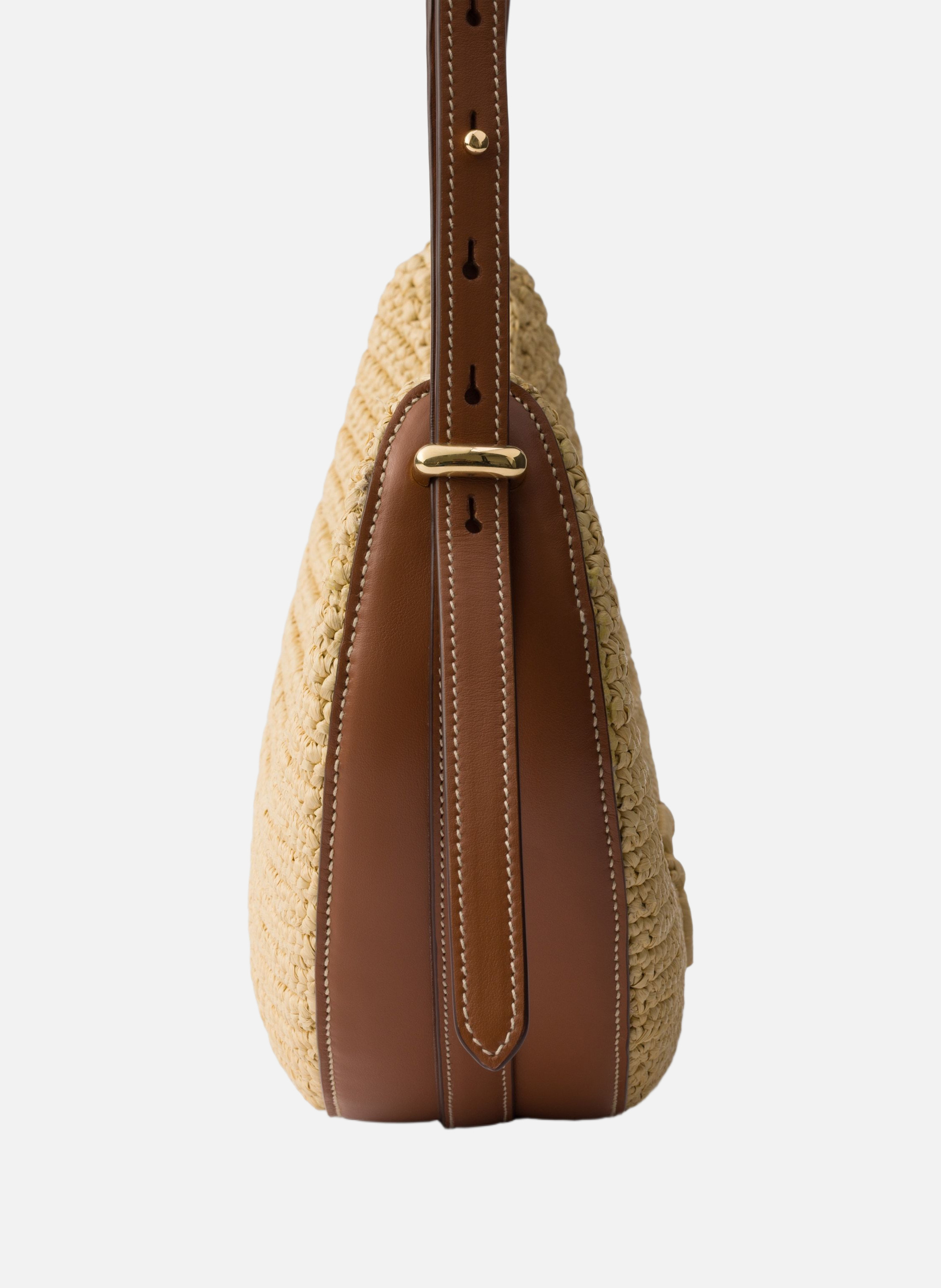 Petit sac prada arqué en crochet et cuir PRADA Beige