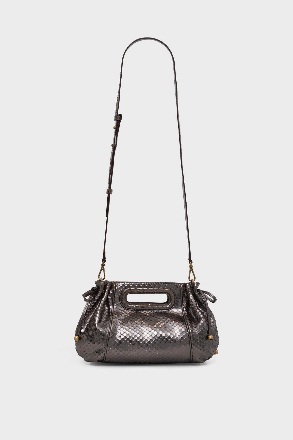 Sac à main en cuir métallisé effet python - mini dany GERARD DAREL Gris