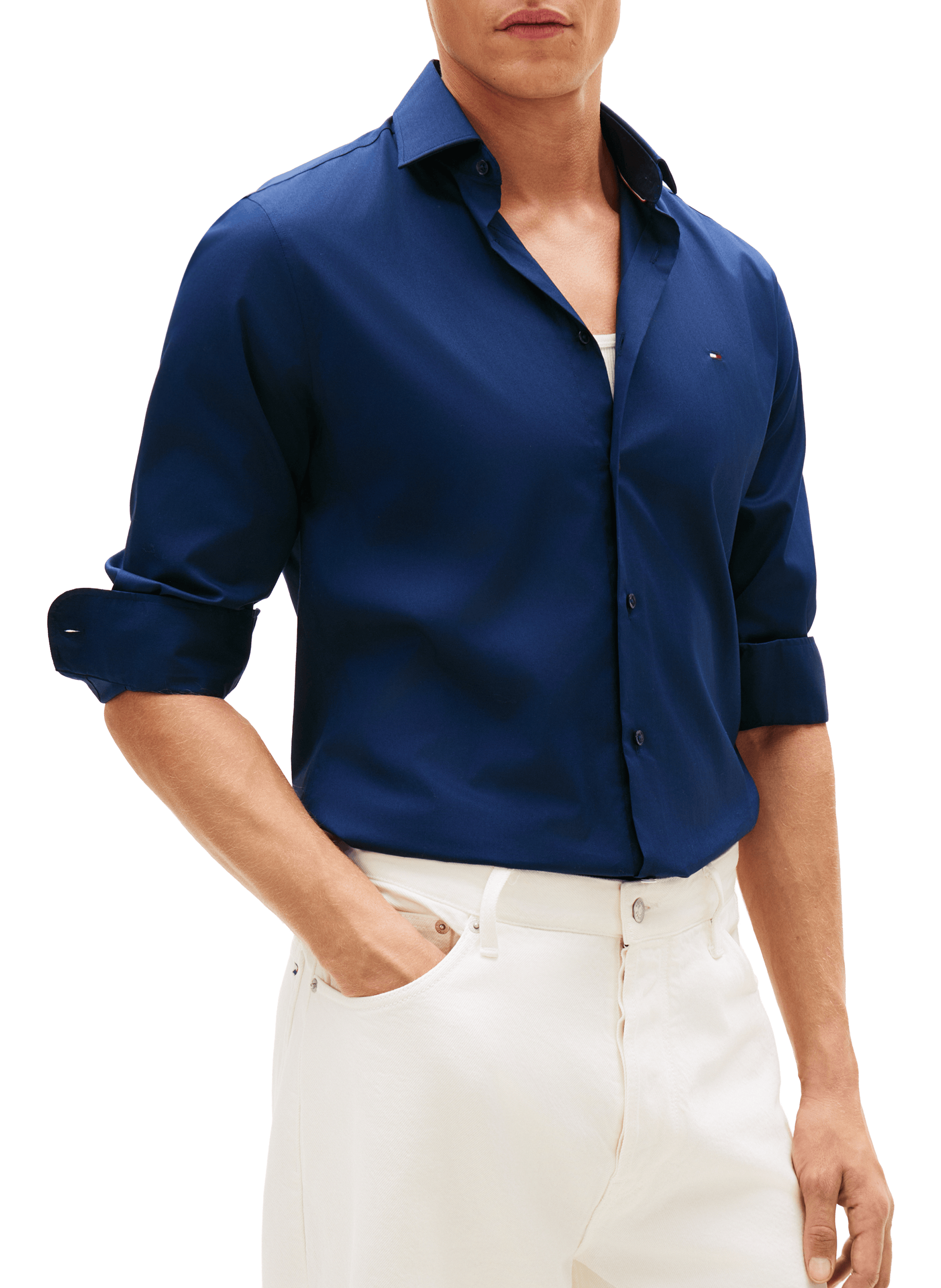 Straight organic cotton shirt TOMMY HILFIGER Blue