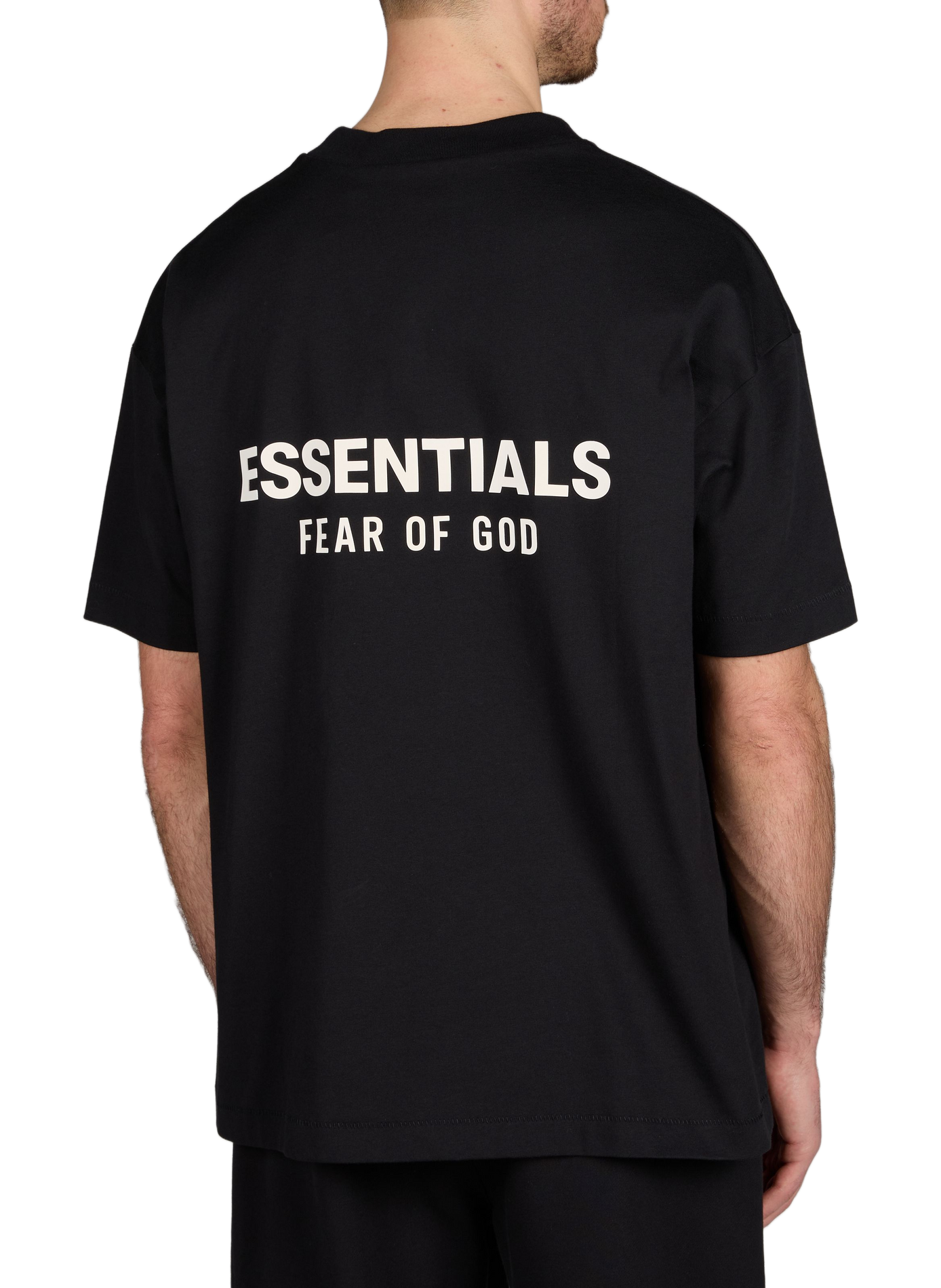Oversized cotton brand t-shirt FEAR OF GOD ESSENTIALS Black