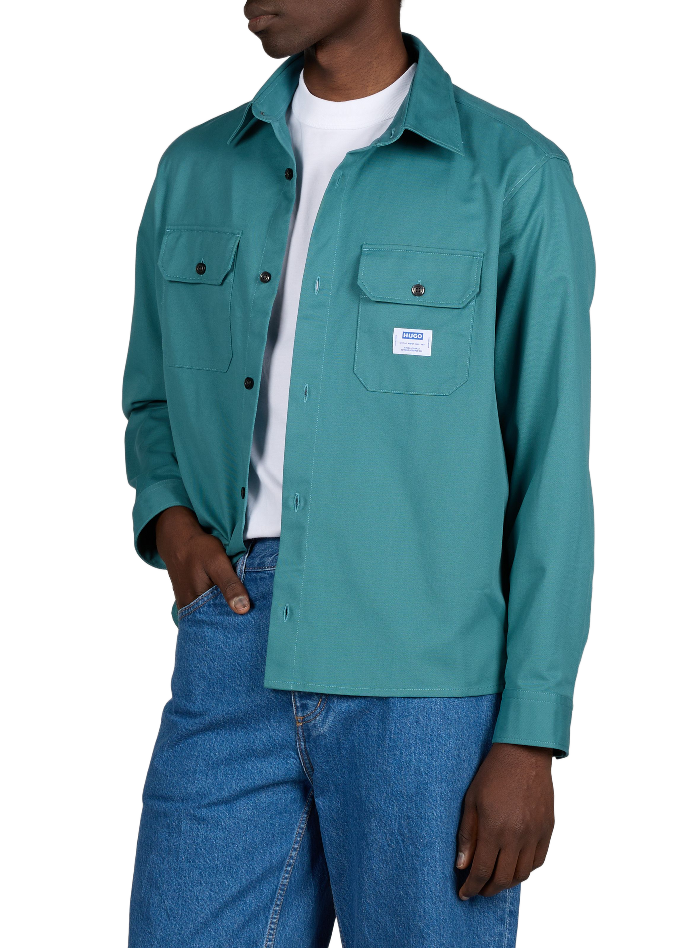 Chemise ample col classique en coton HUGO BLUE Bleu