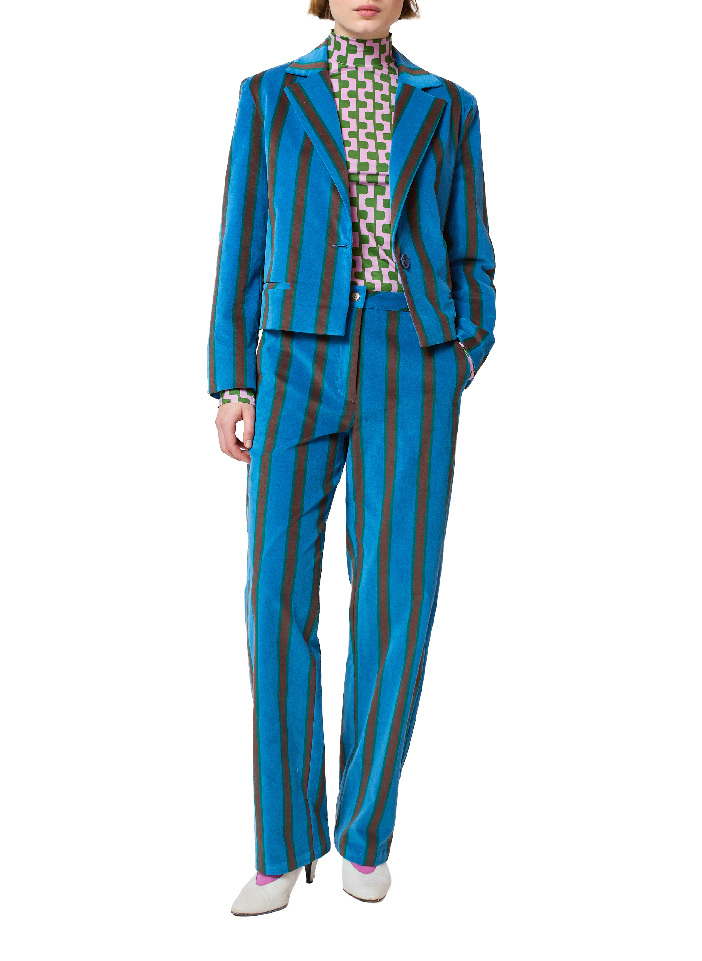 Veste droite rayée en coton mélangé BOBO CHOSES Bleu