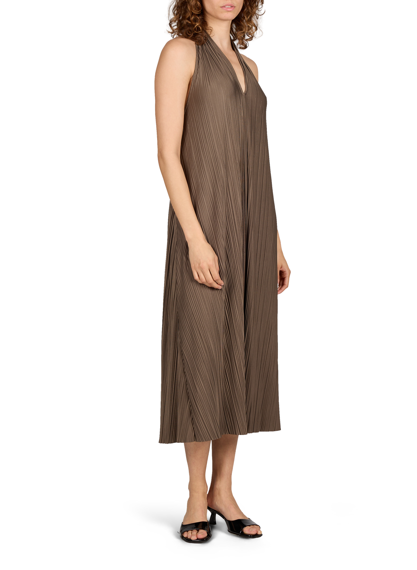Pleated midi dress SAMSOE SAMSOE Brown