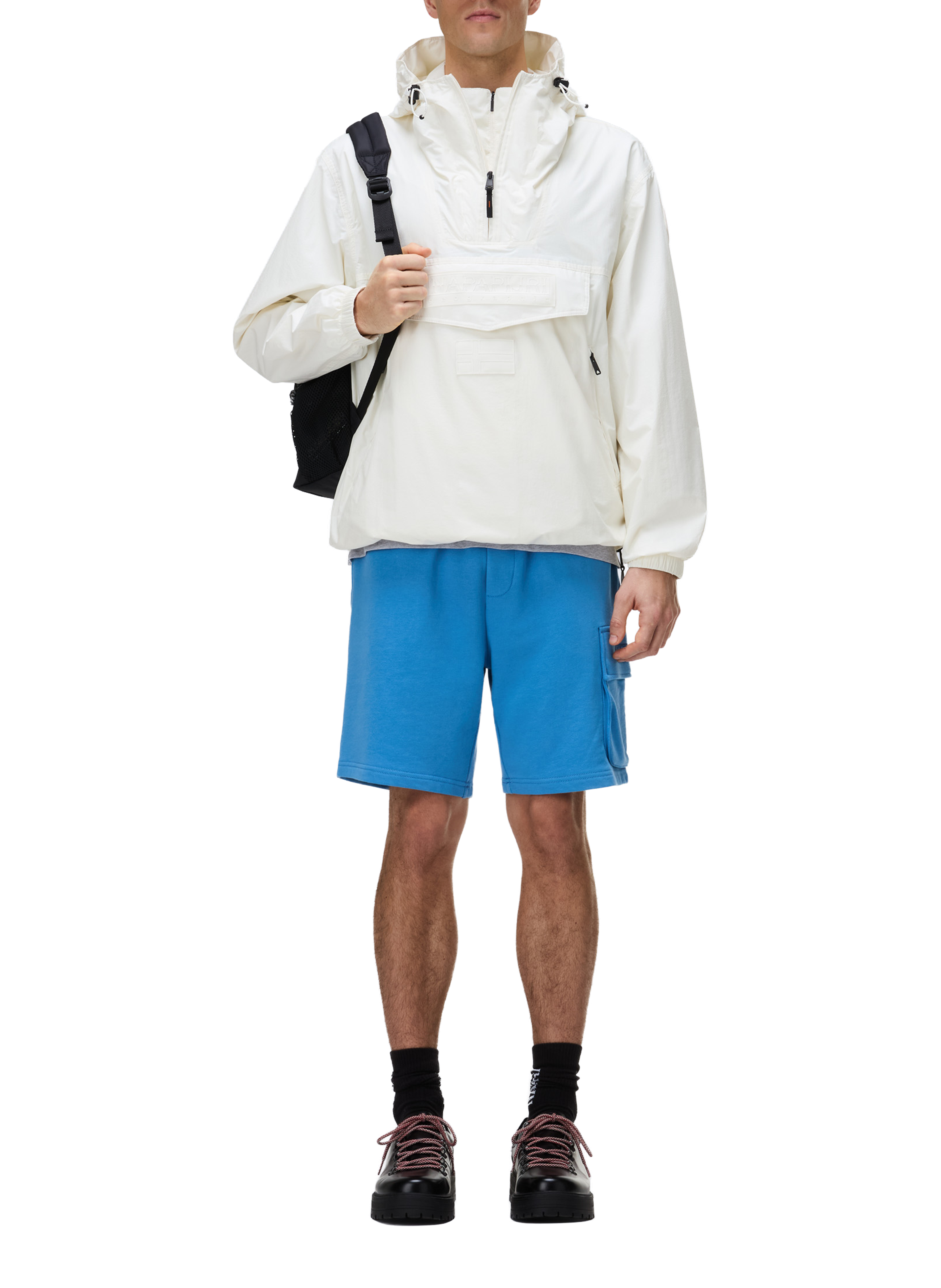 Short droit N-Box logo en coton NAPAPIJRI Bleu