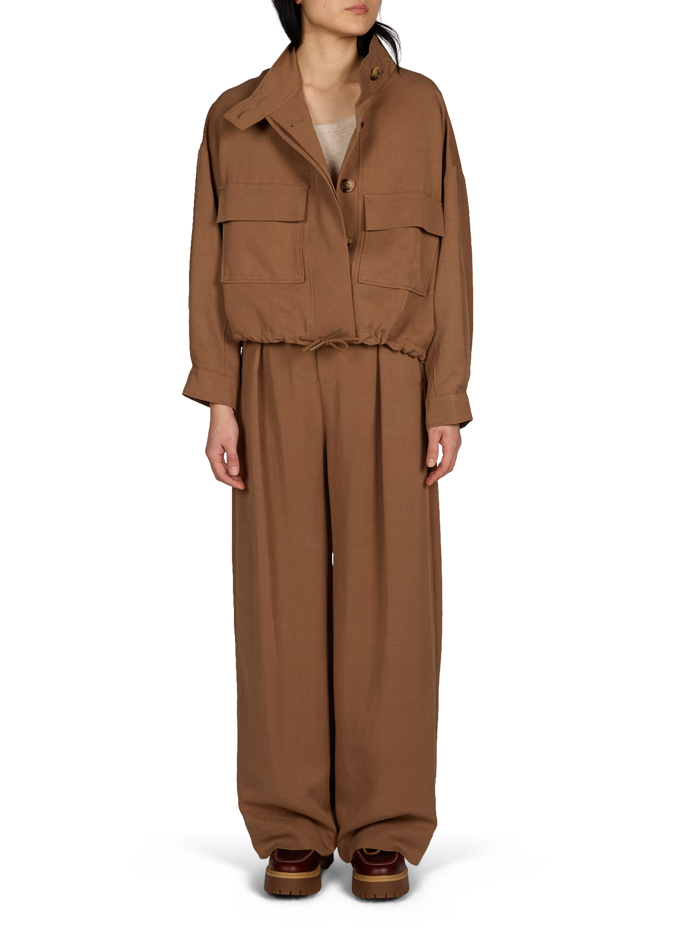 Ribbed cotton blend Tank top OBJECT Beige