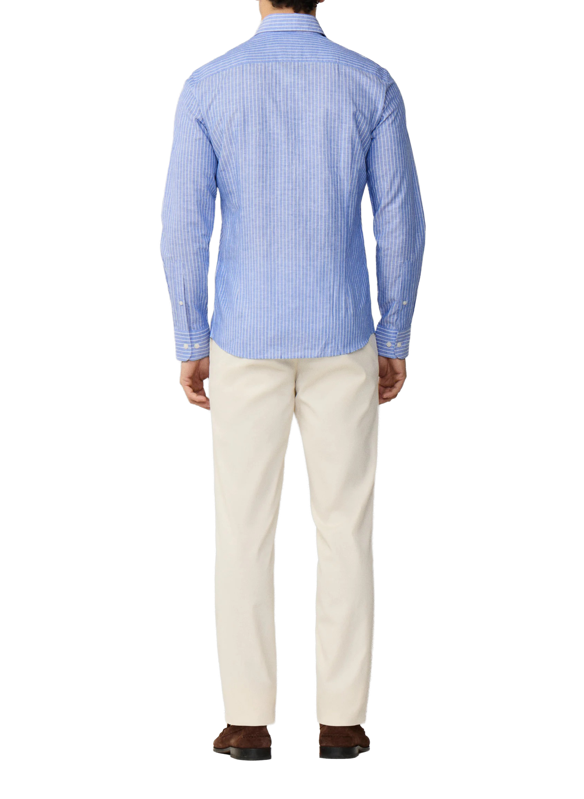 Straight-fit linen and cotton shirt HACKETT Blue