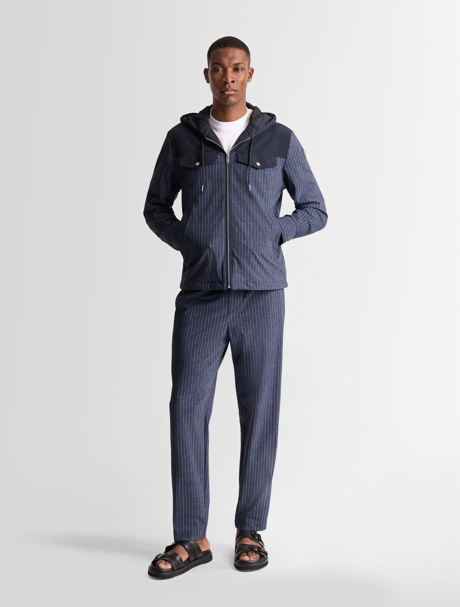 Blouson rocelan col capuche coupe regular FUSALP Bleu