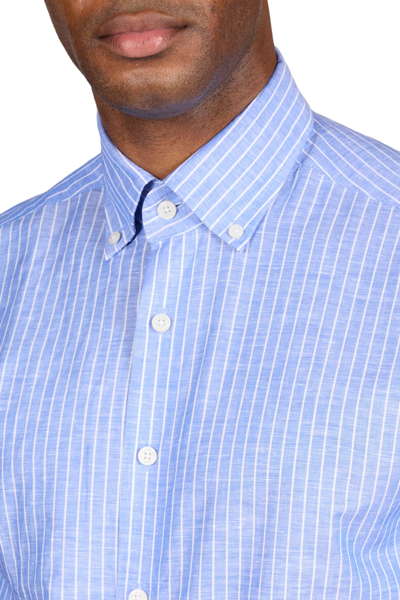 Chemise droite en lin et coton HACKETT Bleu