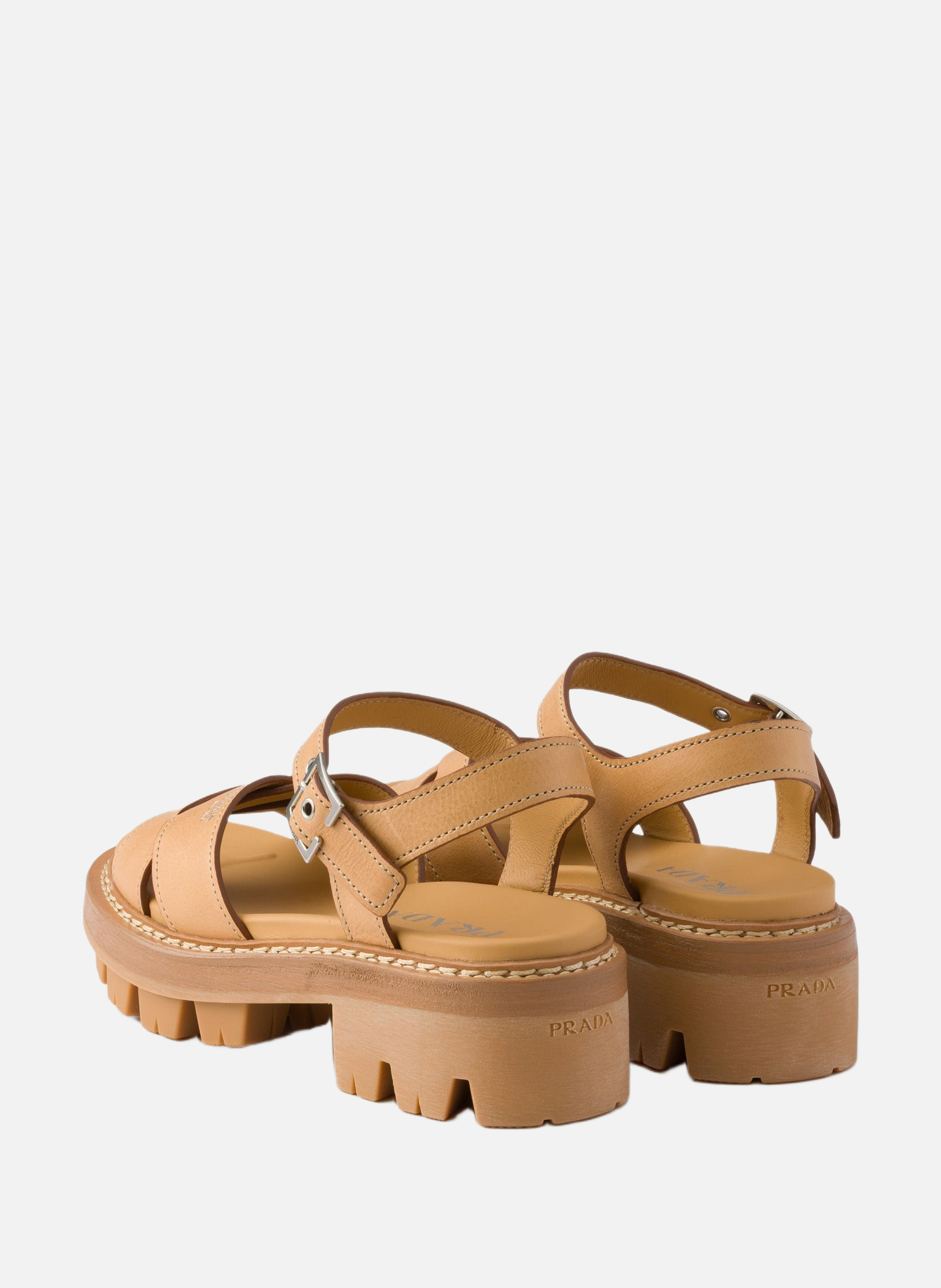 Sandales en cuir PRADA Beige
