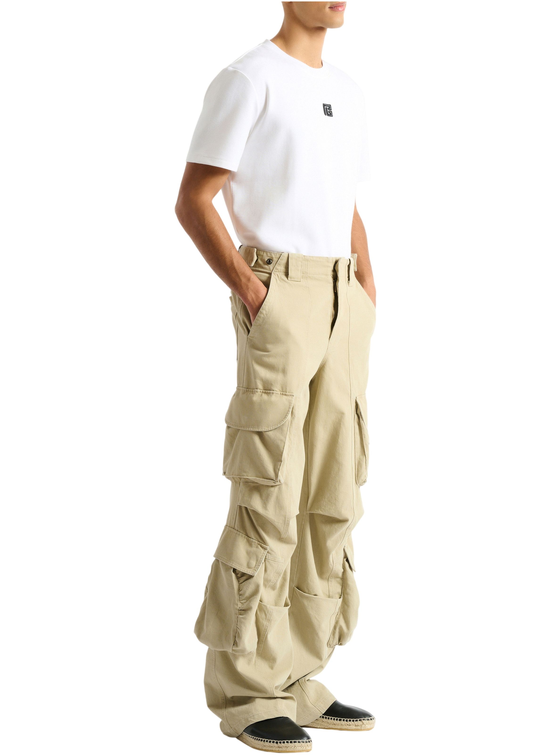 Pantalon cargo en coton BALMAIN Beige
