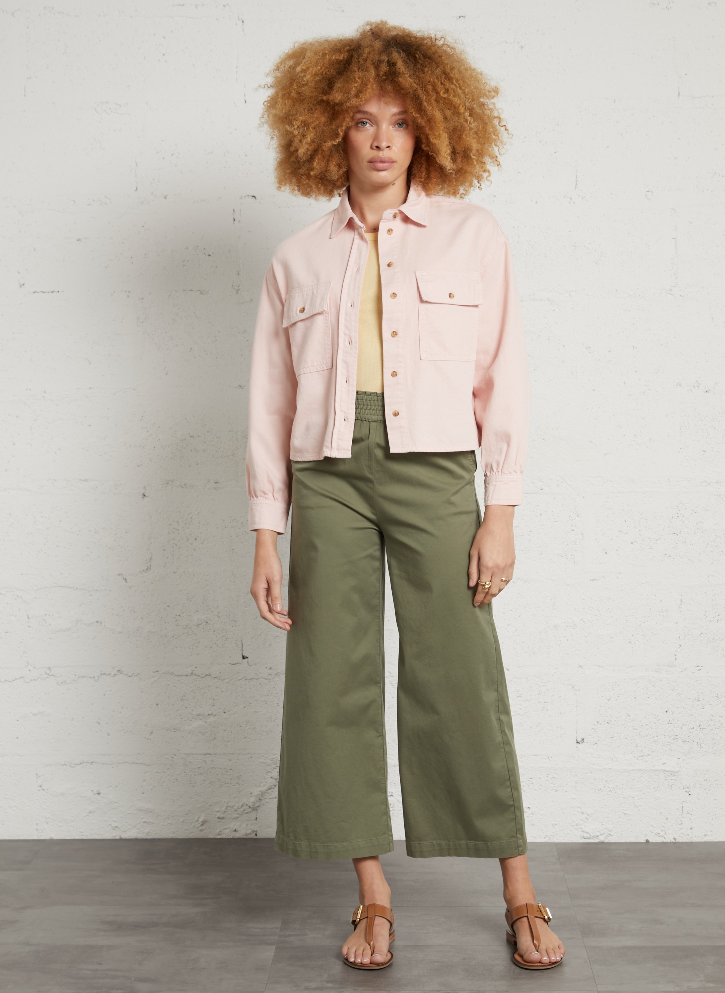 Veste droite col classique en coton clara MAISON 123 Rose
