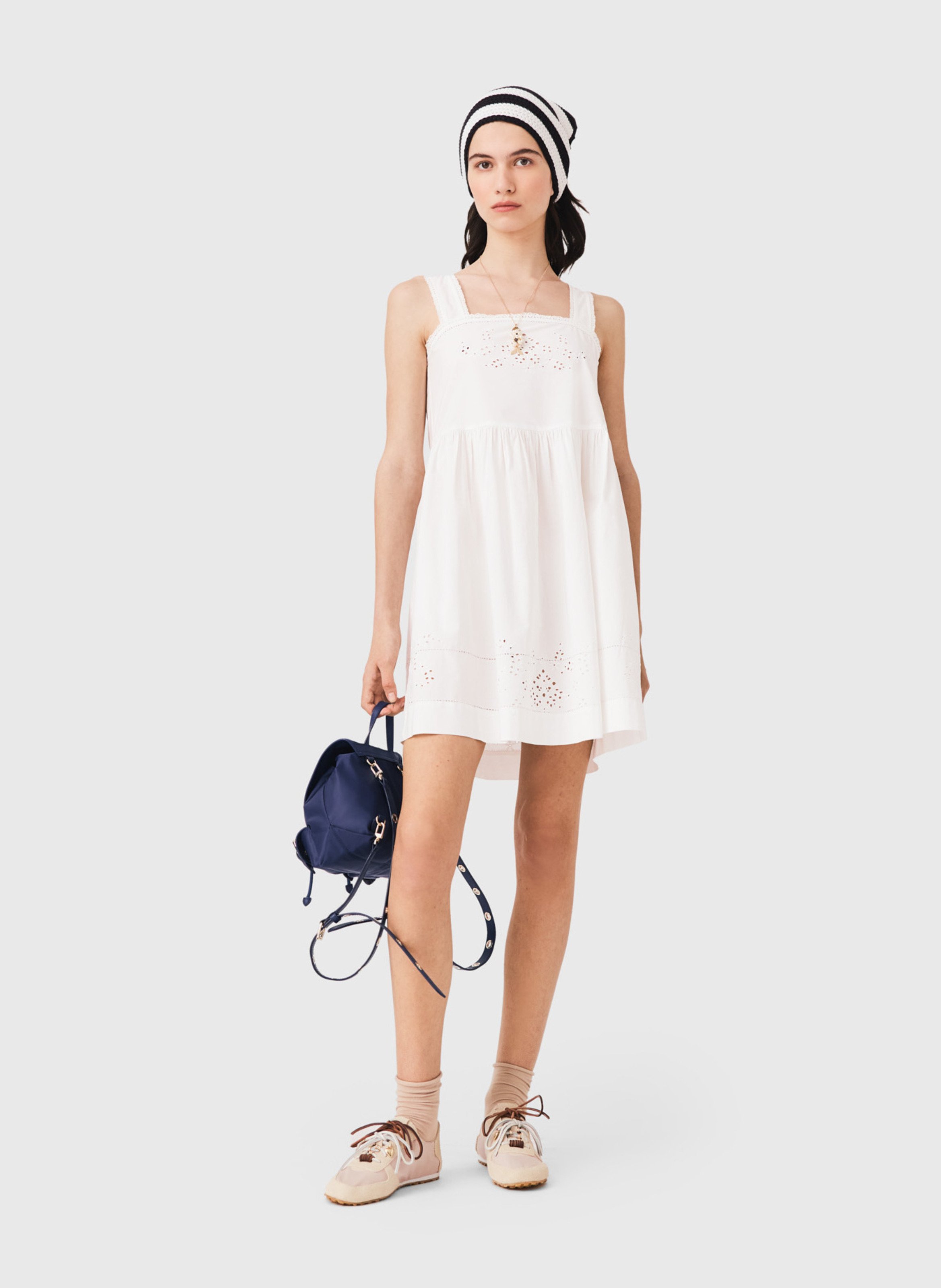 Robe courte en coton MAJE Blanc