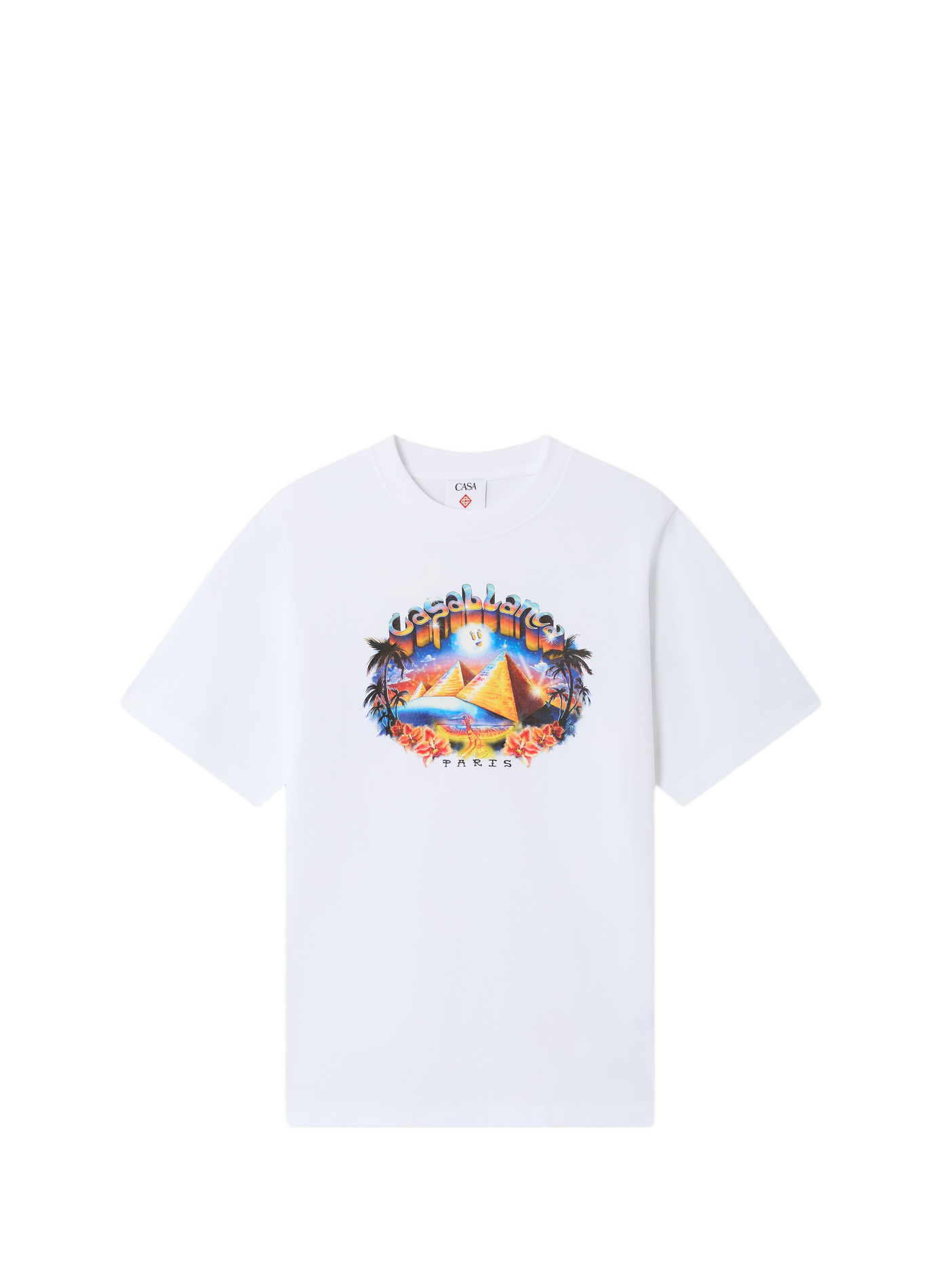 Gerader T-Shirt mit Baumwollmuster CASABLANCA PARIS Weiss