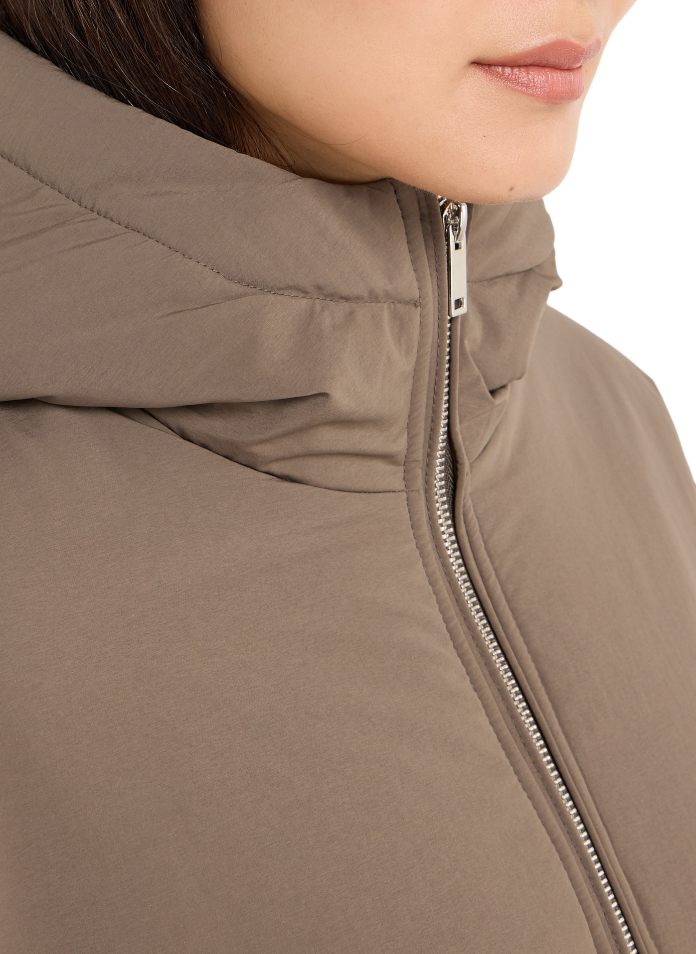 Long-sleeved hooded puffer jacket SAISON 1865 Khaki