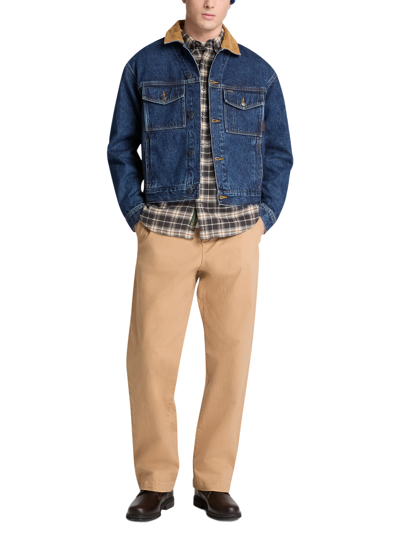 Straight cotton check shirt | Black TIMBERLAND Men