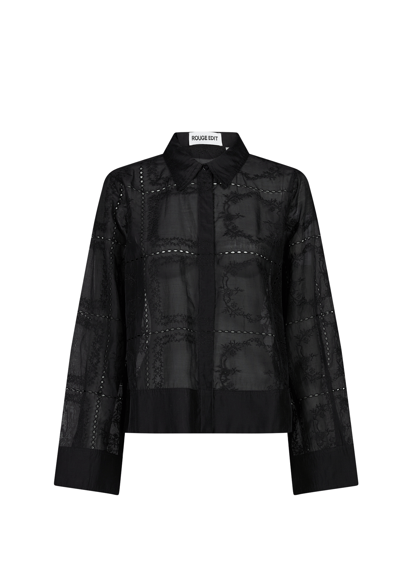 Classic embroidered shirt ROUGE EDIT Black