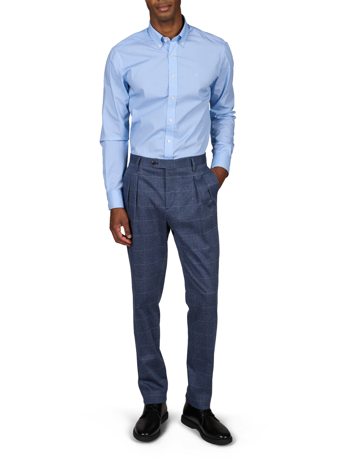 Slim fit shirt in blended cotton HACKETT Blauw