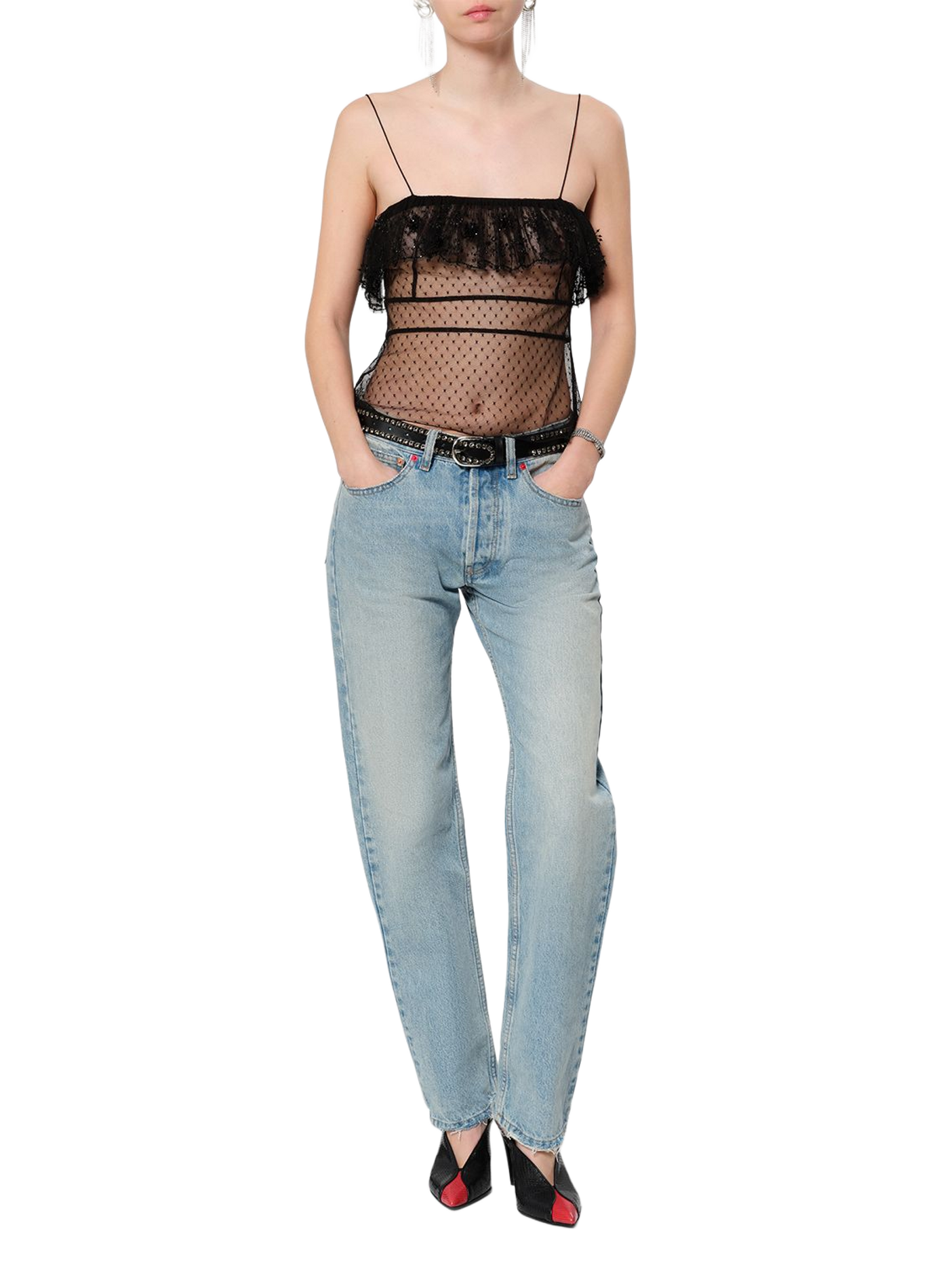 Olaja top van geborduurd plumetiskant ISABEL MARANT Zwart