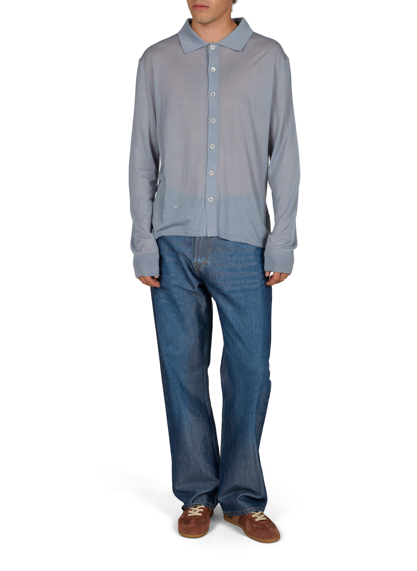 Gerader einfarbiger Woll-Cardigan OUR LEGACY Blau