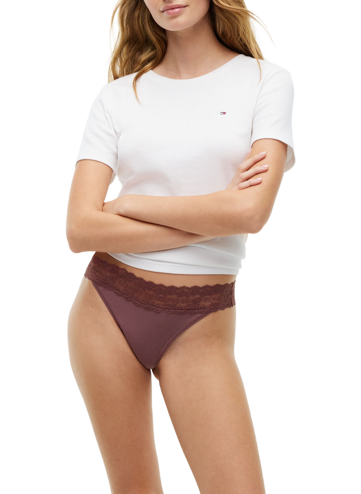 Lot de 3 strings dentelle en coton mélangé TOMMY HILFIGER Multicolore