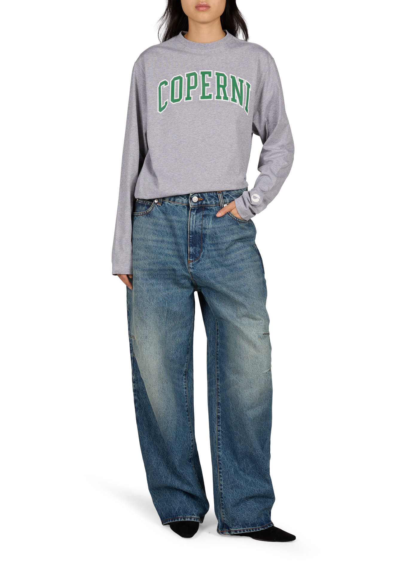 Long-sleeve cotton logo T-shirt COPERNI Grey