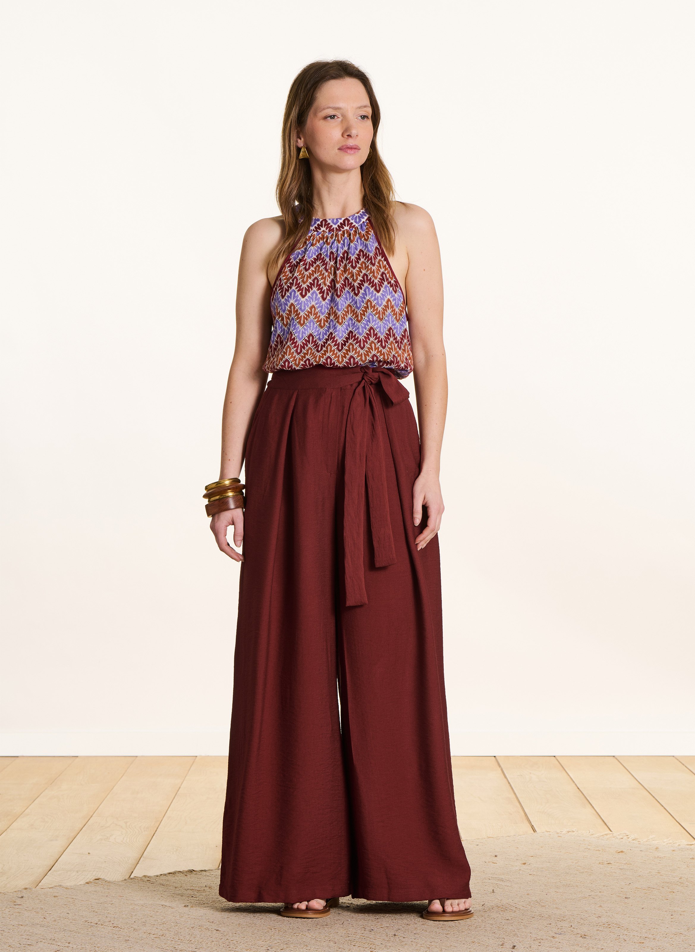 Wijde hoge taille broek met wijde pijpen LA FEE MARABOUTEE Bruin