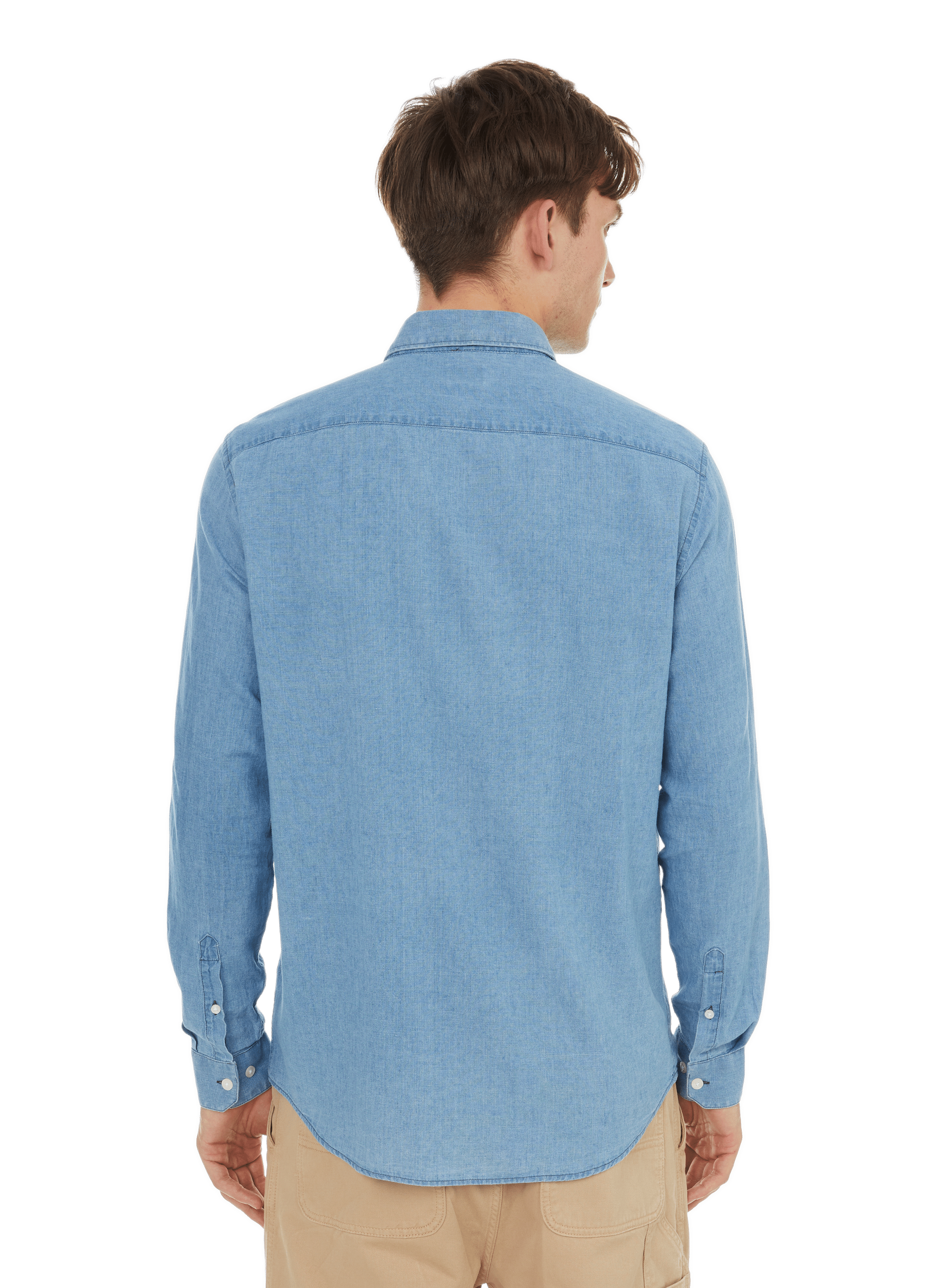 Chemise en lin et coton Denim AU PRINTEMPS PARIS Bleu