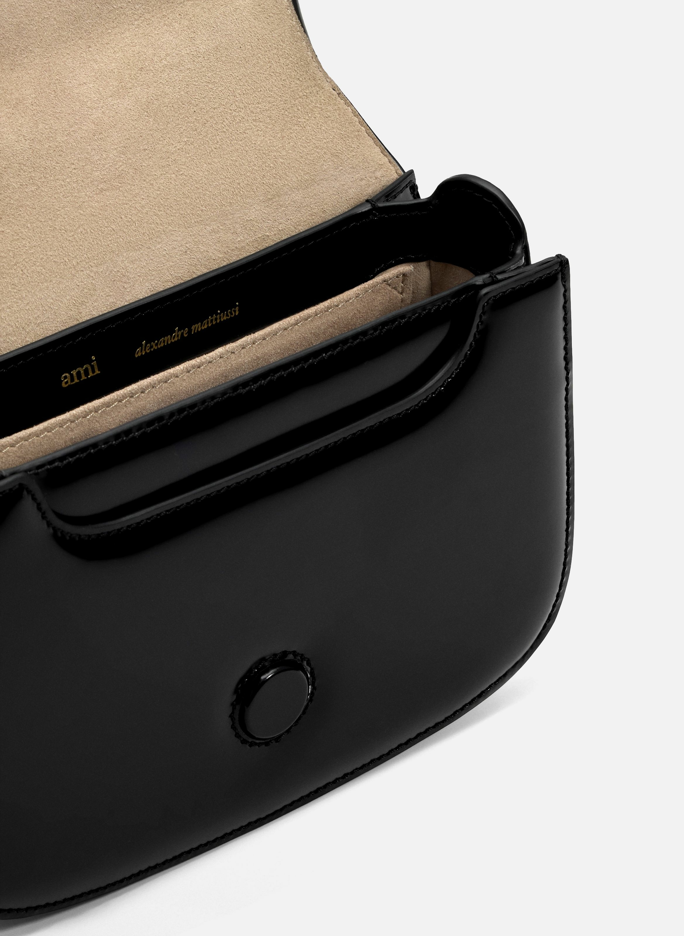 Sac Top Handle Paris Paris En Cuir Glacé unisexe AMI PARIS Noir