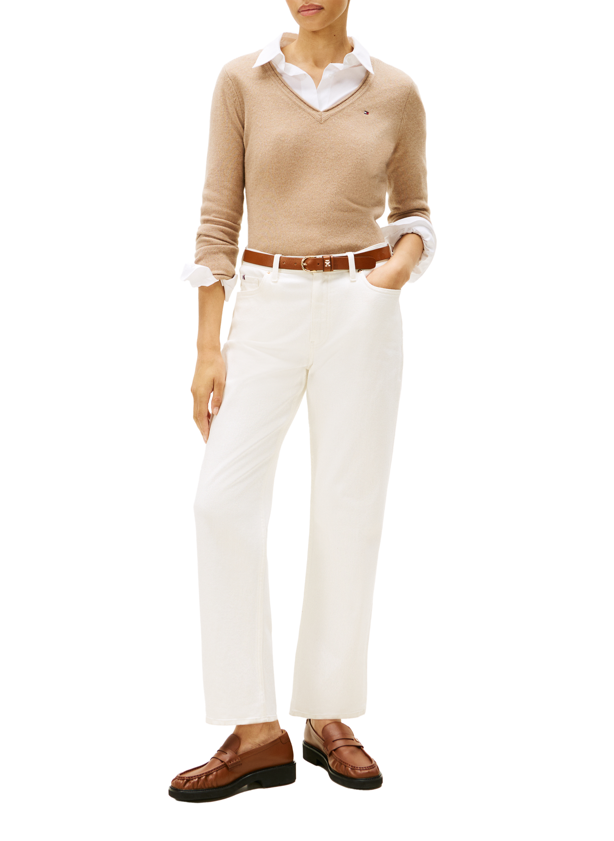 Pull en laine  TOMMY HILFIGER Beige