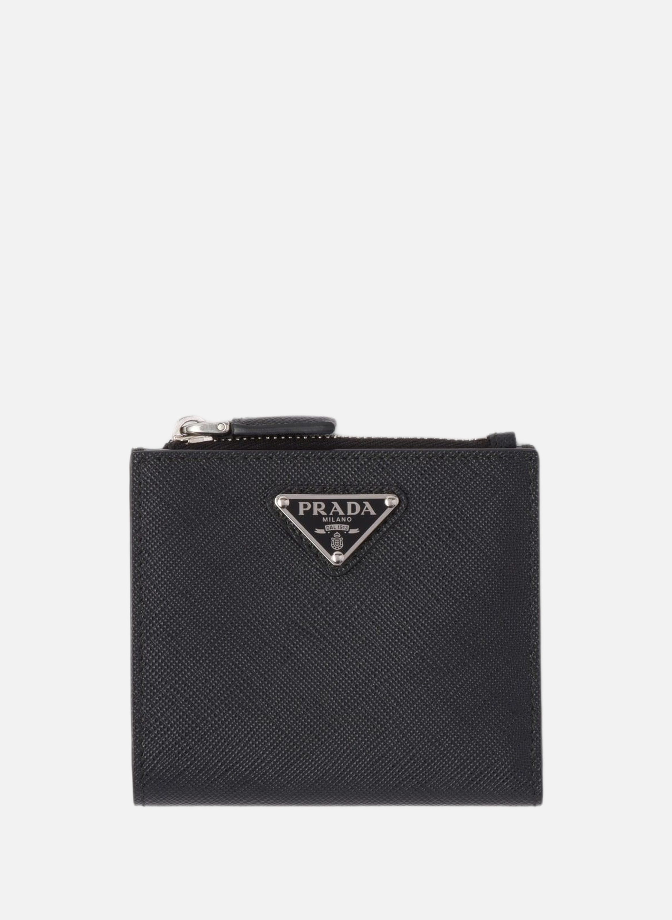 Petit portefeuille en cuir saffiano PRADA Noir