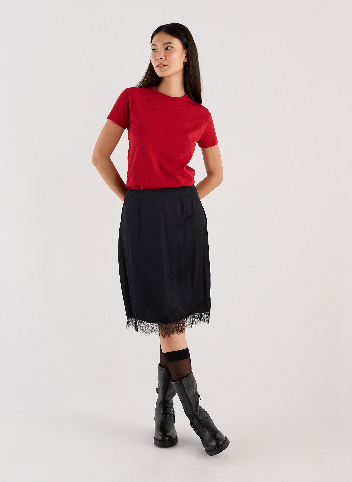 Jupe courte satinée SAISON 1865 Noir